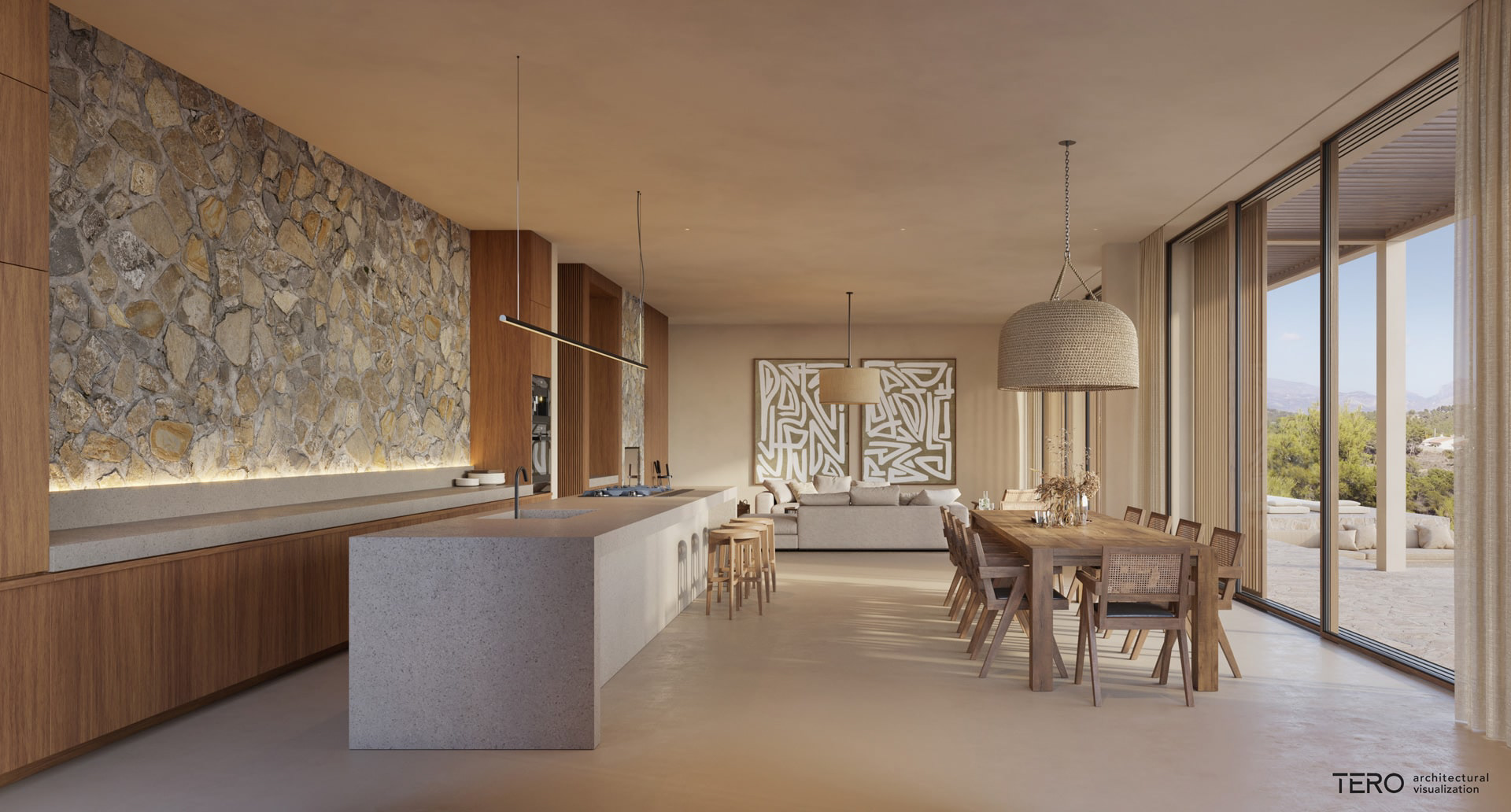 villa，The sun is shining.，natural，Self-feeling，