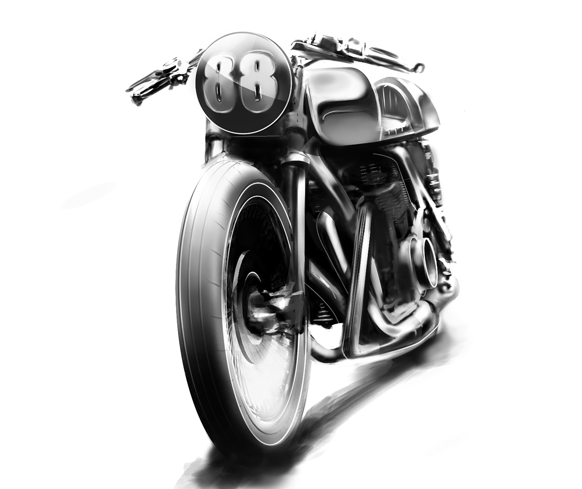 motorcycle，CB750，honda，racing，industrial design，Hand drawn，
