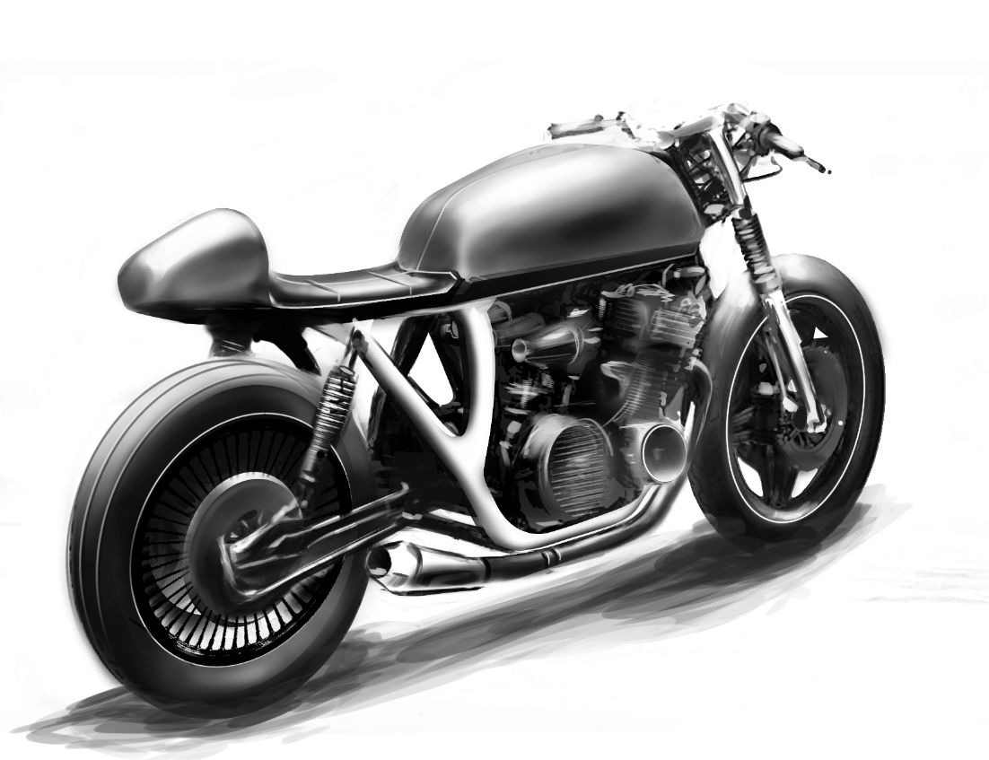 motorcycle，CB750，honda，racing，industrial design，Hand drawn，