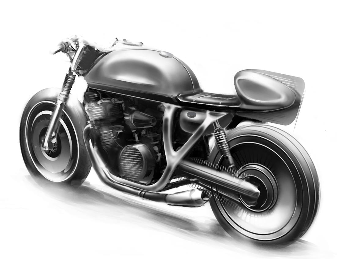 motorcycle，CB750，honda，racing，industrial design，Hand drawn，