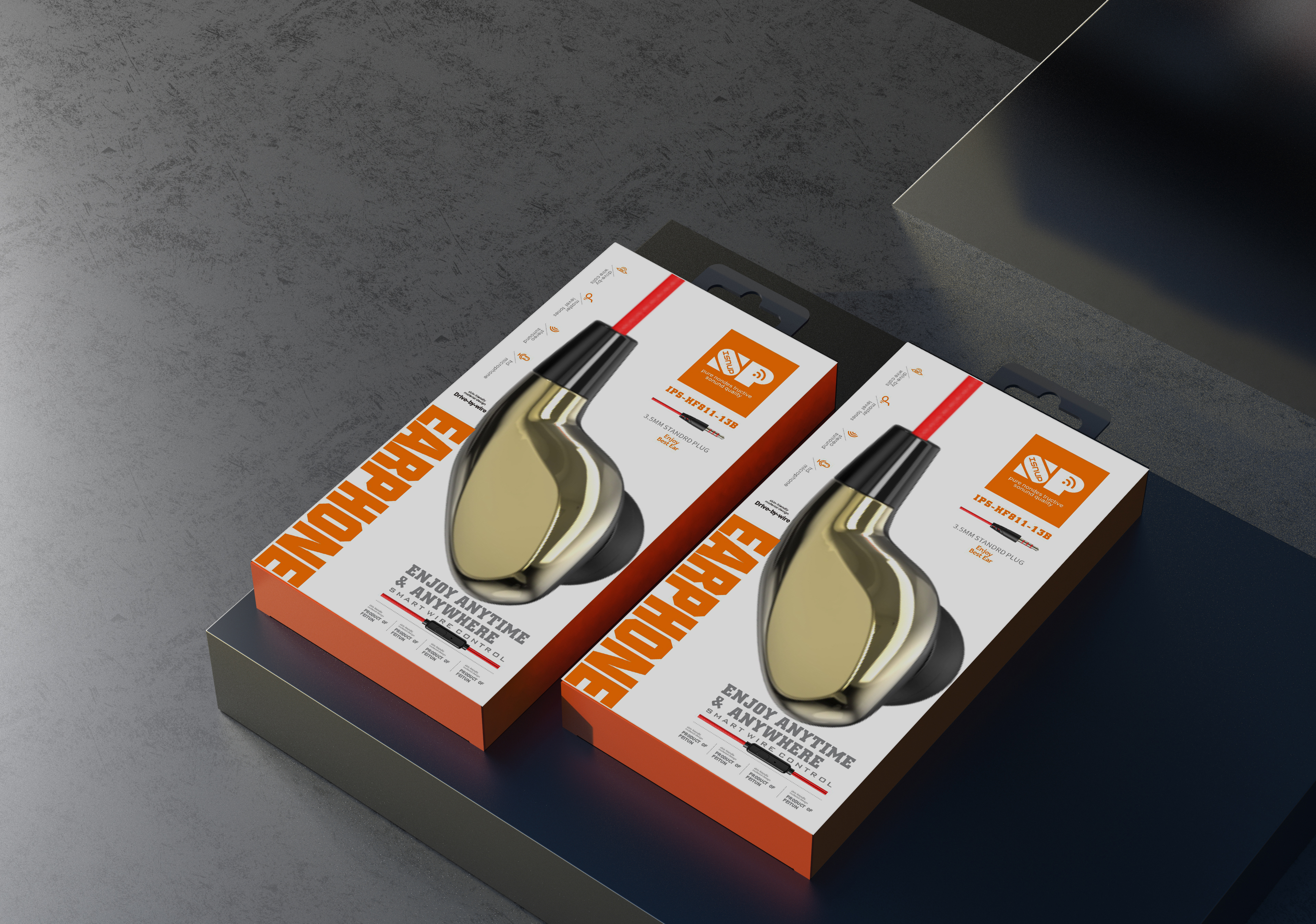 headset，packing design，Electronic product packaging，3C packaging，Earphone packaging，Line control earphone，