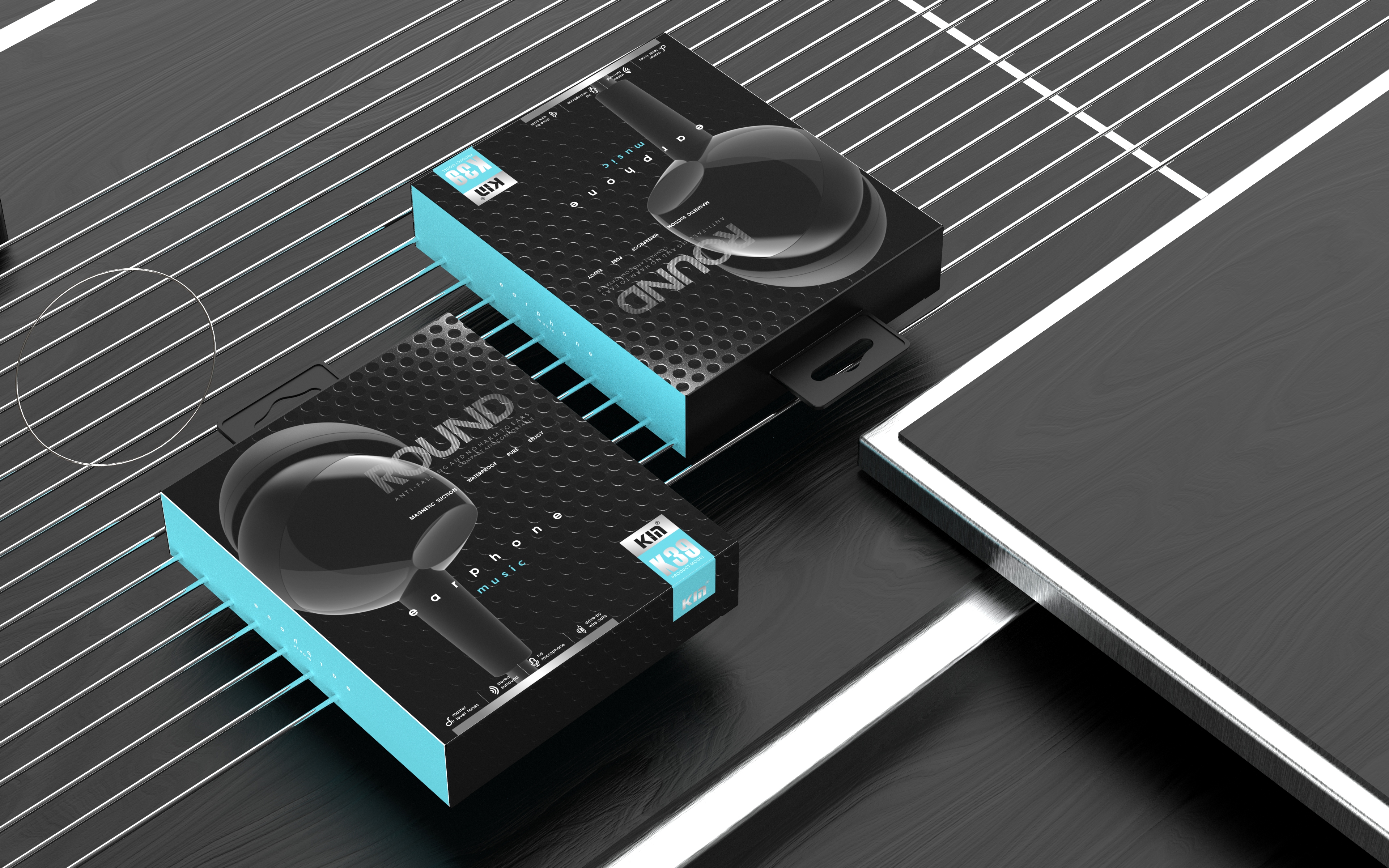 headset，packing design，Electronic product packaging，3C packaging，Earphone packaging，Line control earphone，