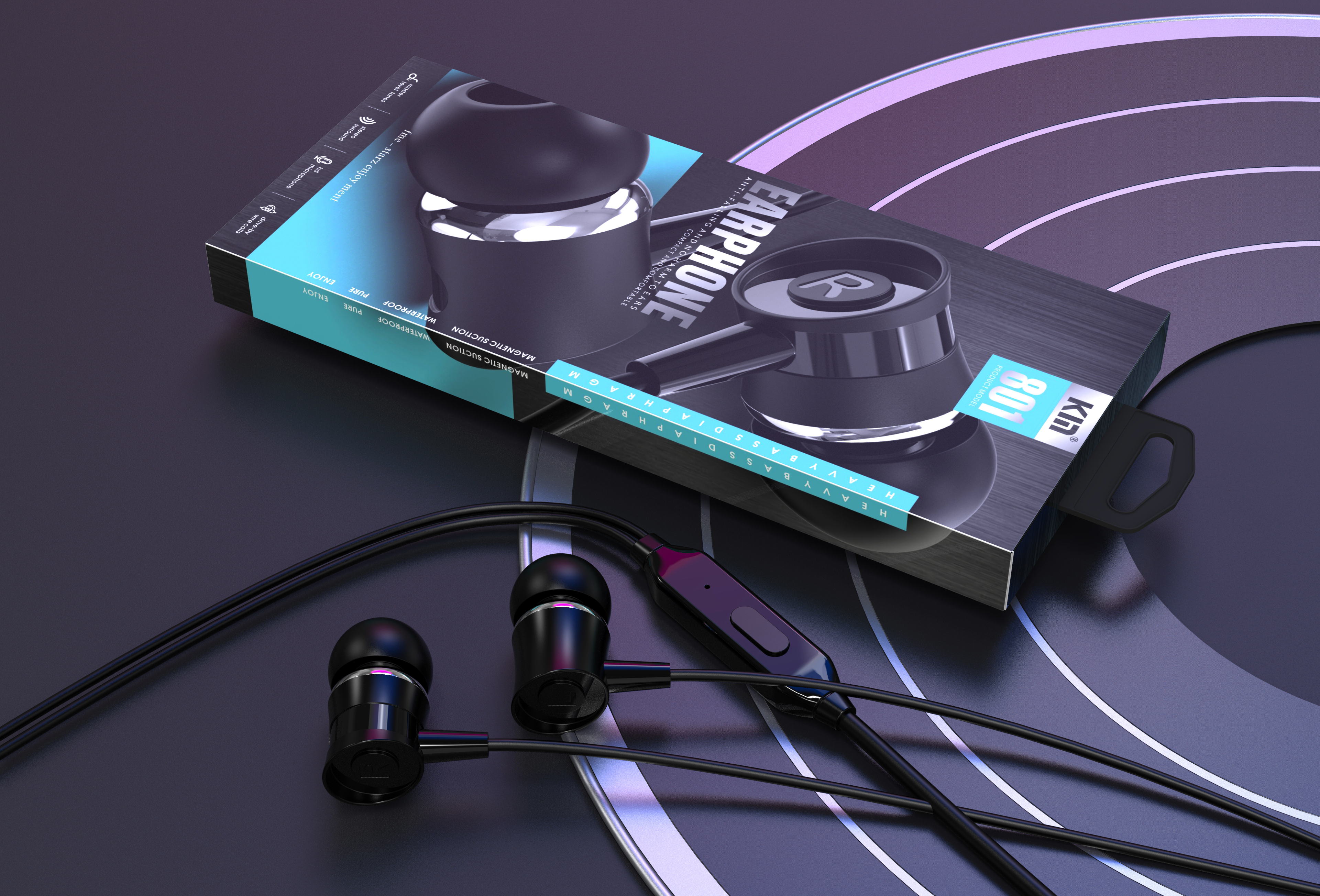 headset，packing design，Electronic product packaging，3C packaging，Earphone packaging，Line control earphone，