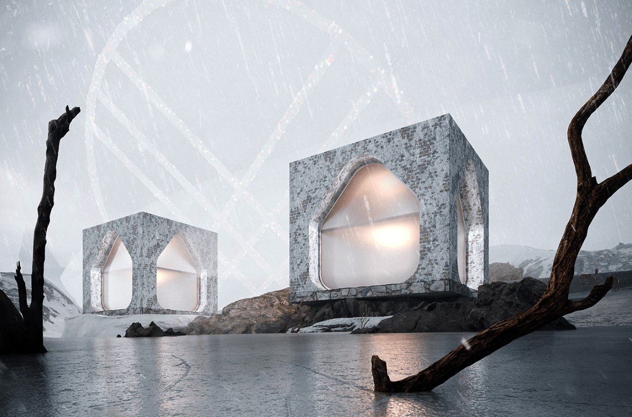 Batyrkhan Bayaliev，Mongolian yurts，concrete，conceptual design，