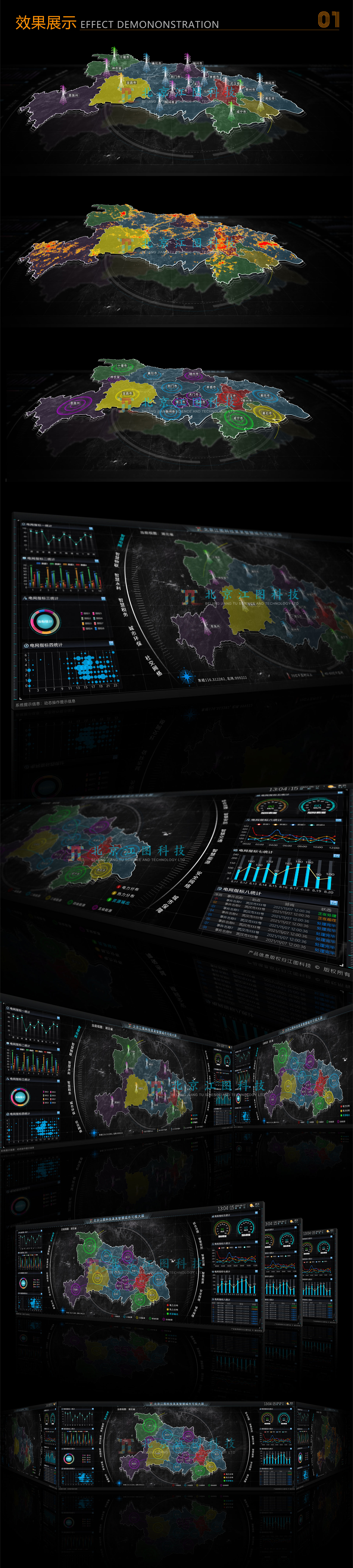 smart city，Smart grid，Grid，Visual large screen，Data visualization，Large screen interaction，