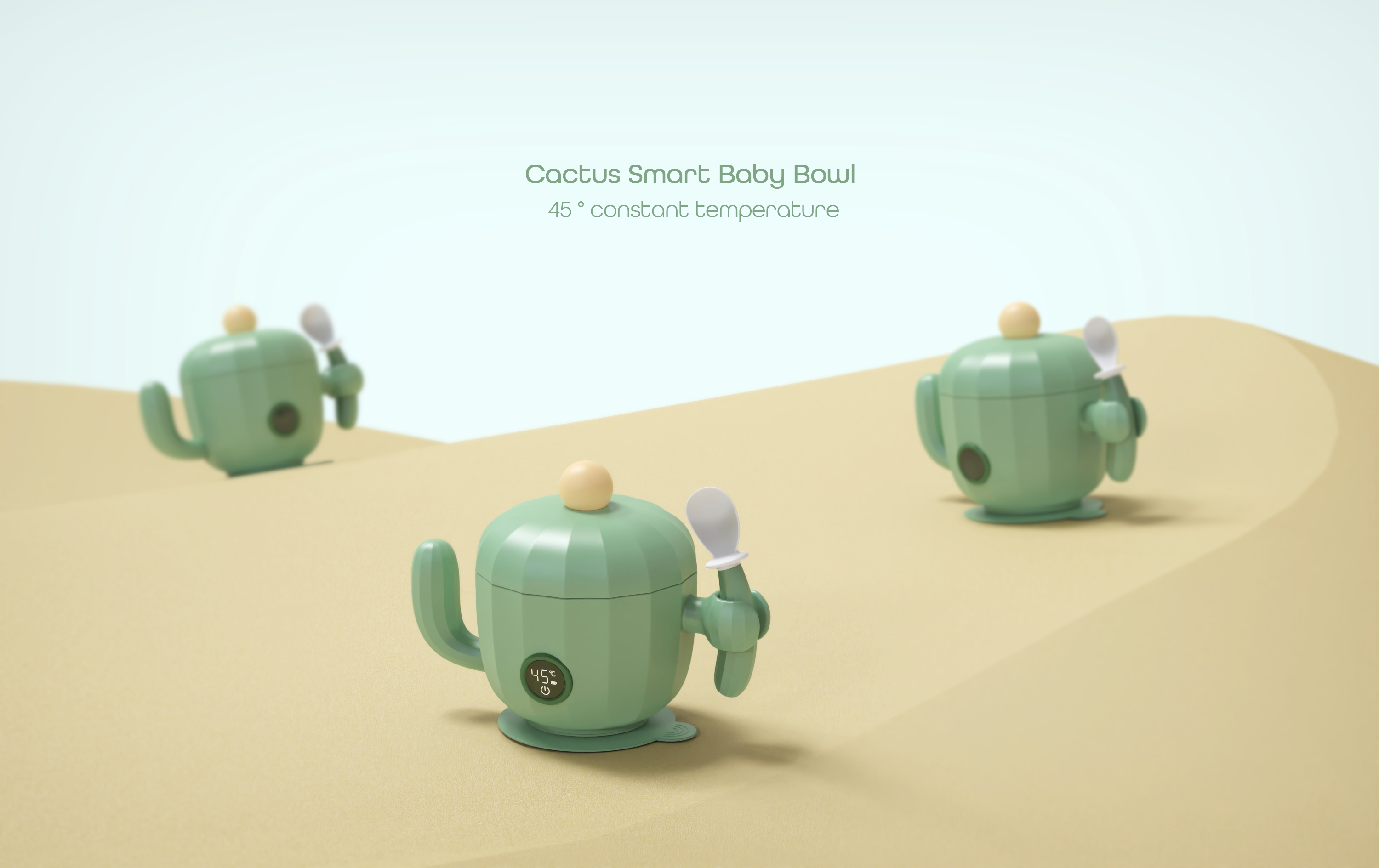 Hand drawn，sketch，cactus，Thermostatic bowl，Auxiliary food bowl，Baby products，