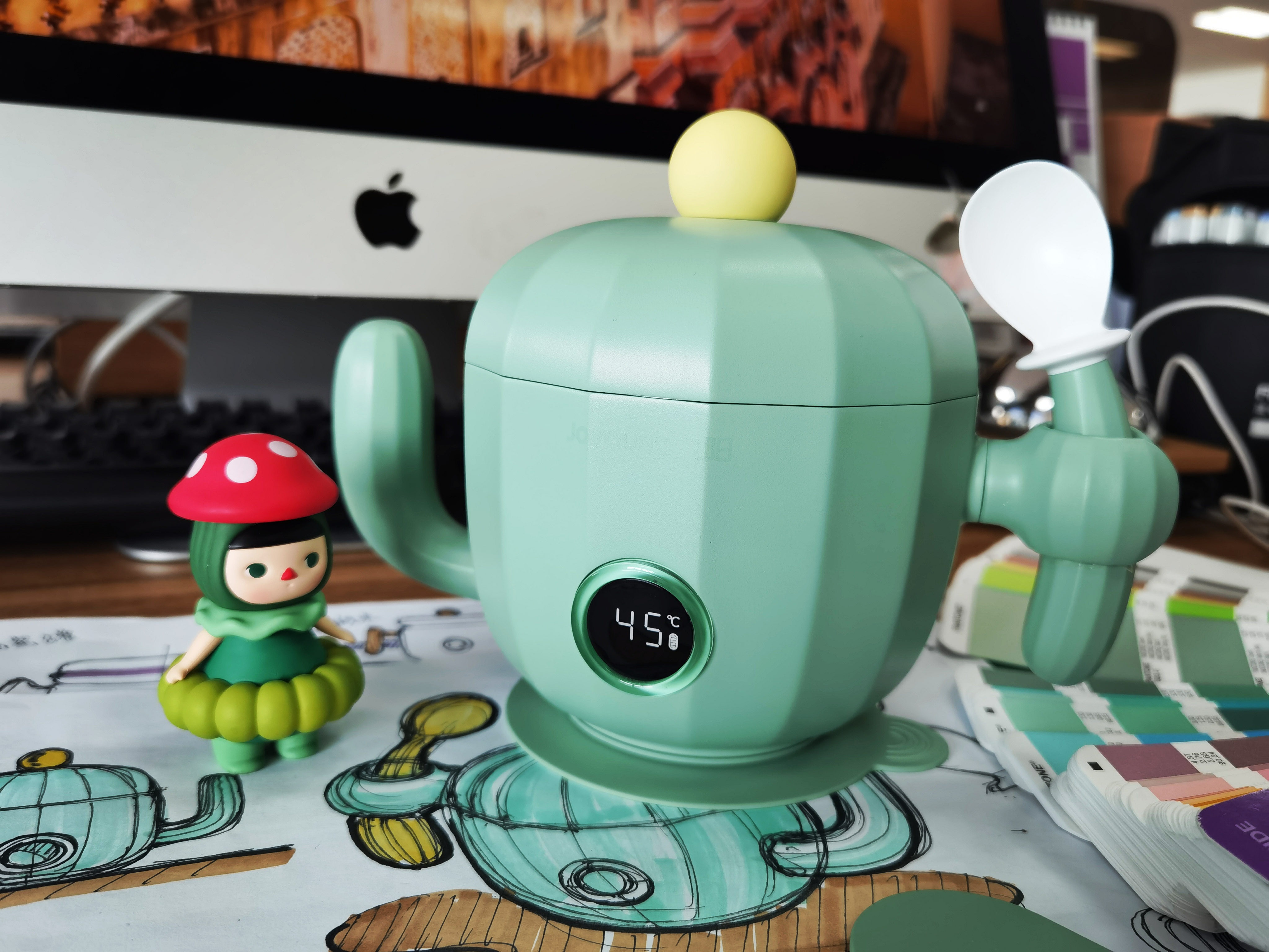 Hand drawn，sketch，cactus，Thermostatic bowl，Auxiliary food bowl，Baby products，