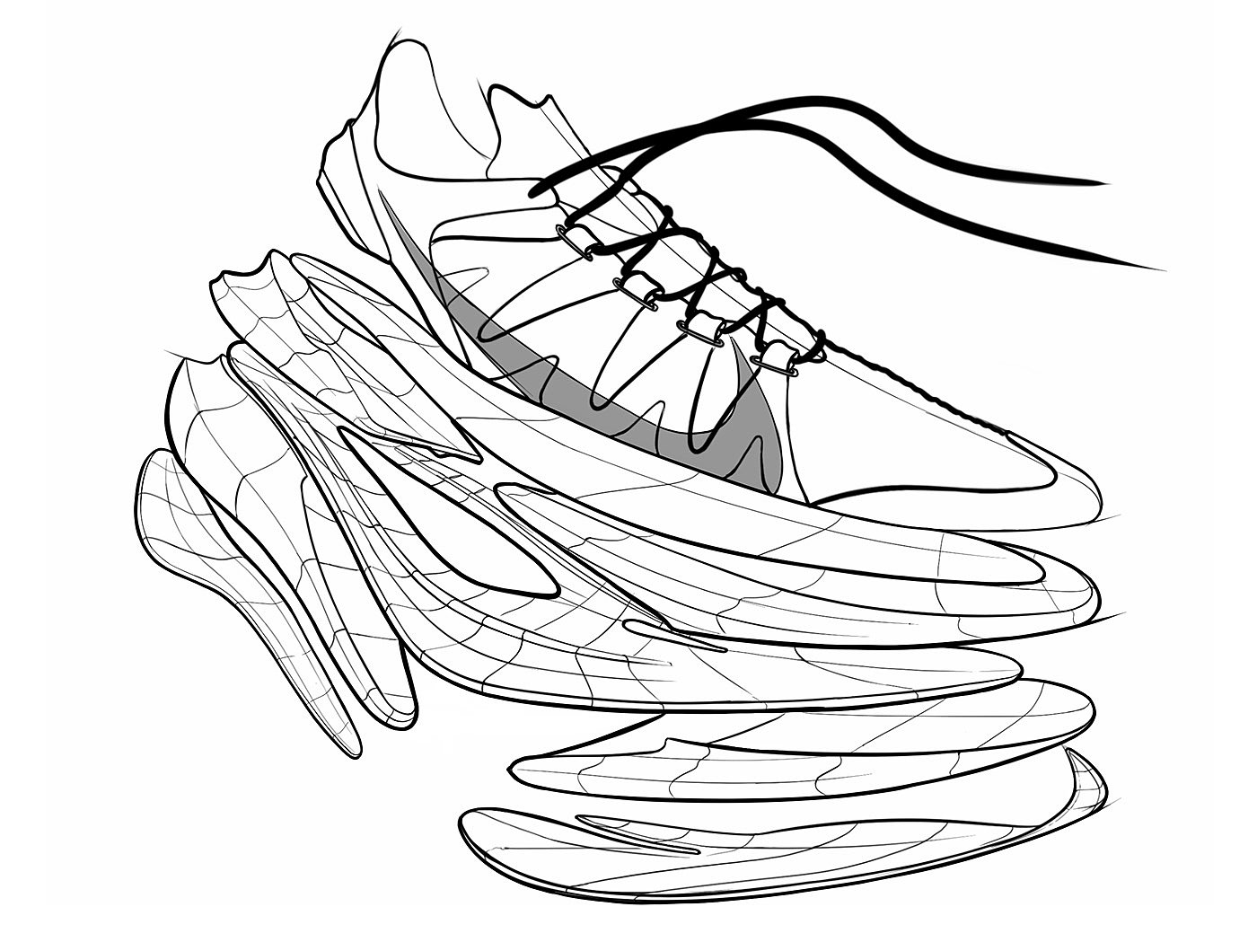 concept，footwear，Nike，sketch，Hand drawn，