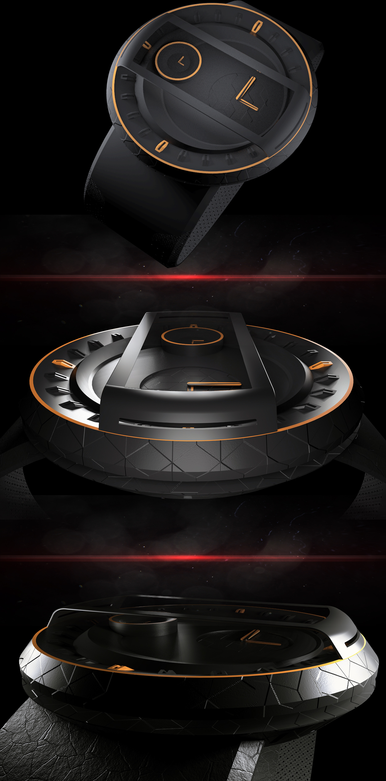 intelligence，Wrist watch，Crescent Black，