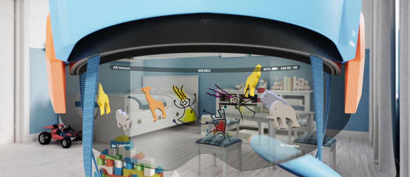 industrial design，product design，AR helmet，Virtual space，Graffiti，