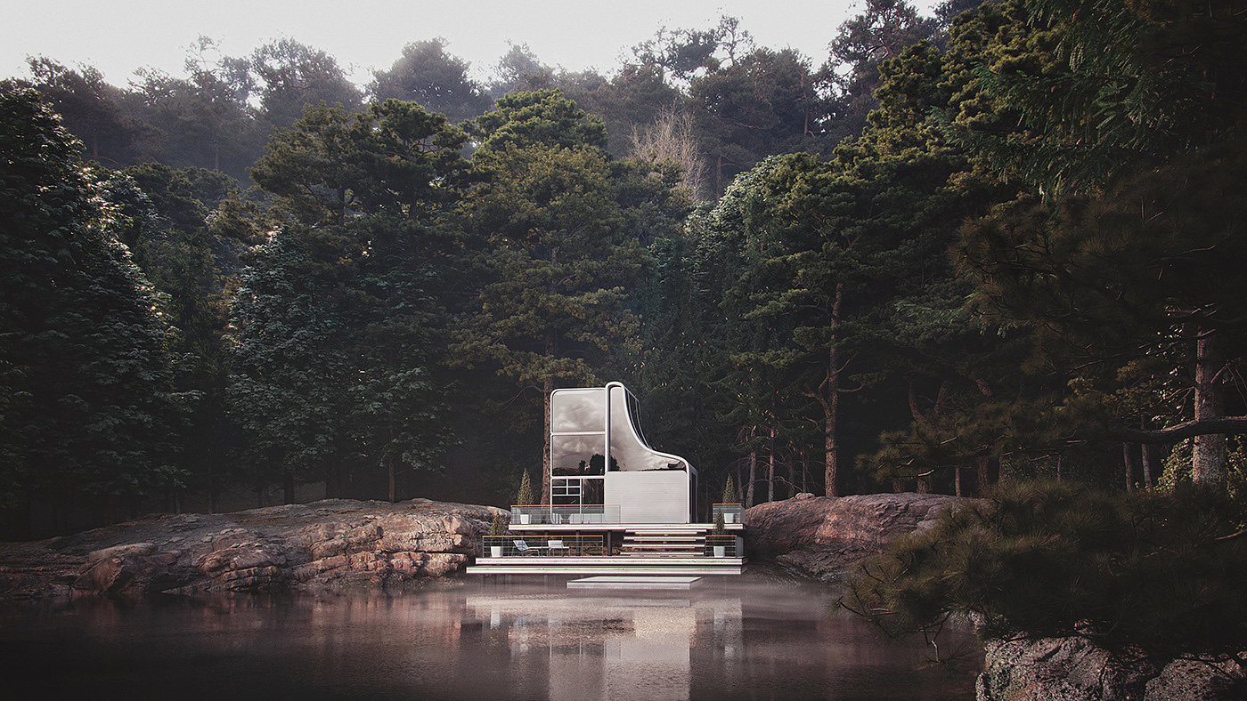 arch，Architecture，concept，future，Modern residence，