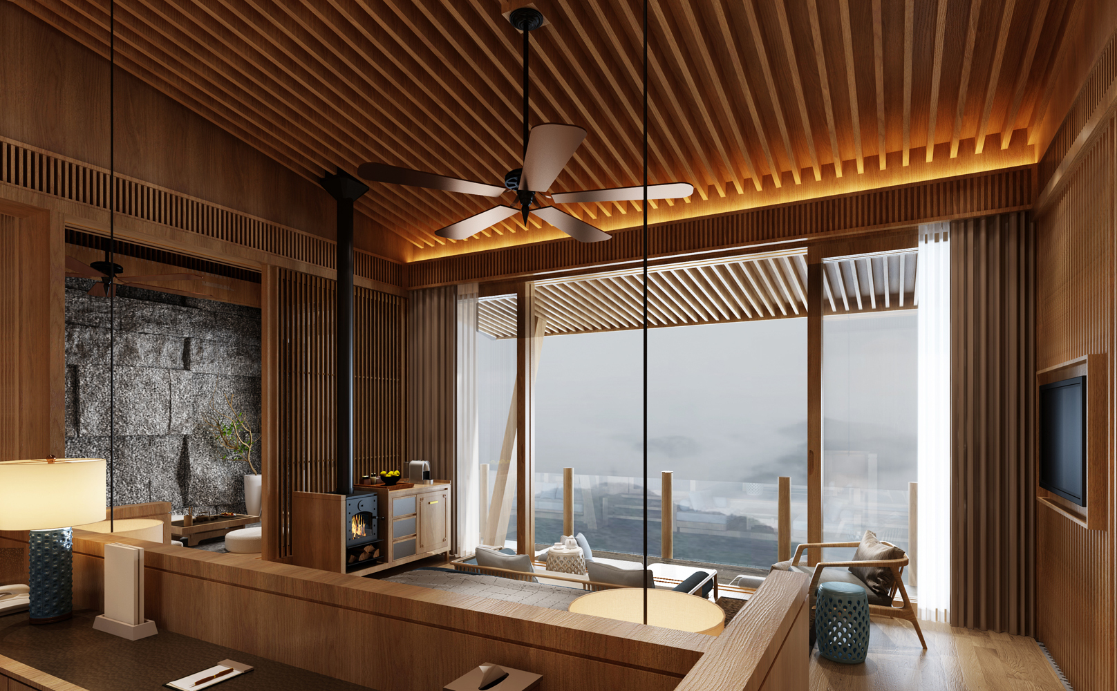 Home stay，bedroom，Retro，