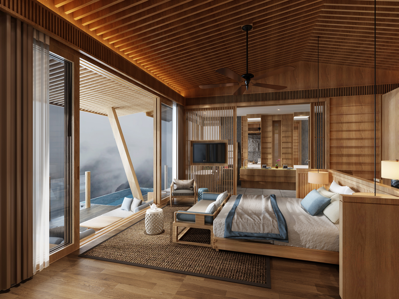 Home stay，bedroom，Retro，