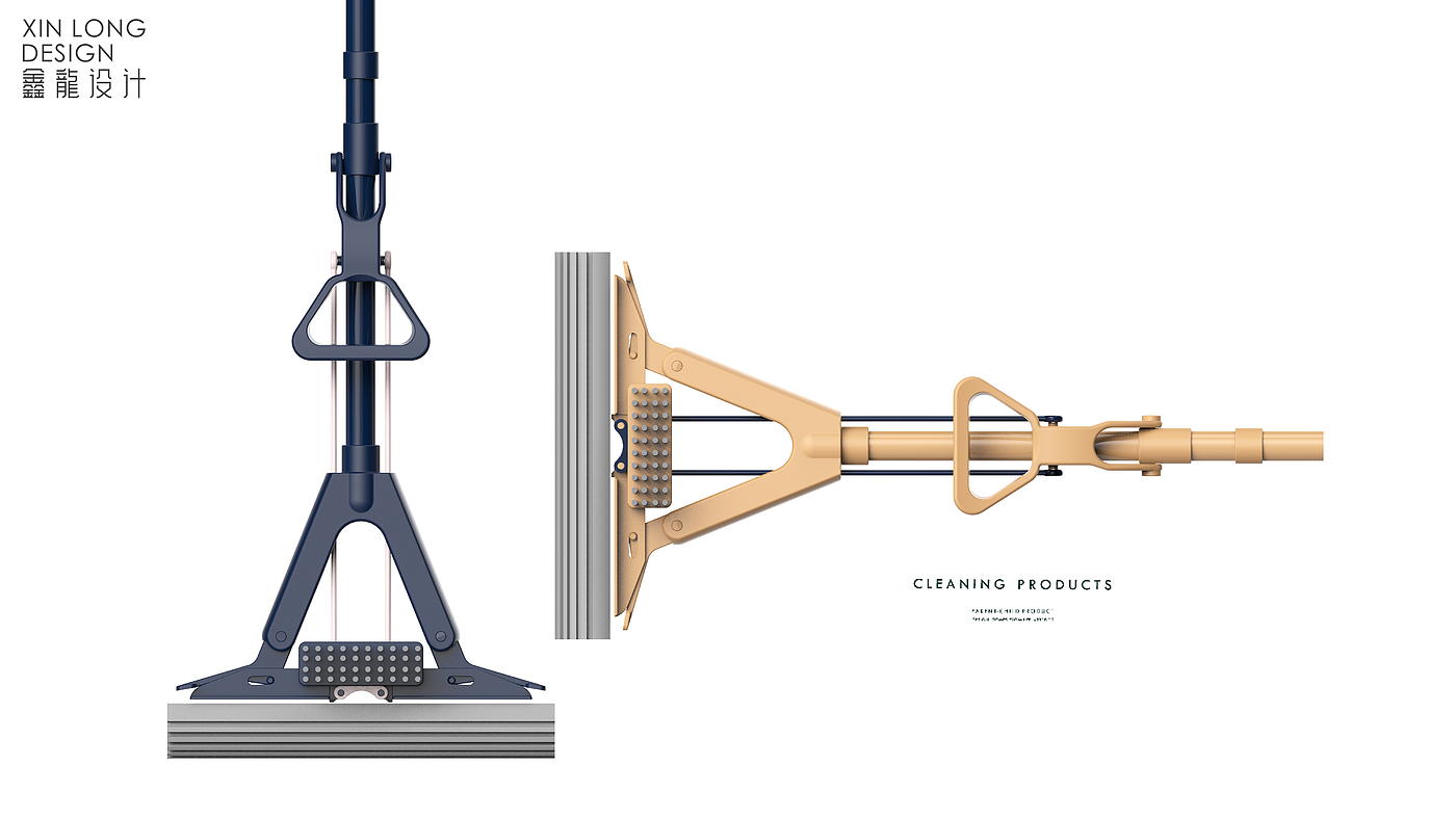 胶棉拖把设计，拖把设计，清洁工具设计，日用品设计，