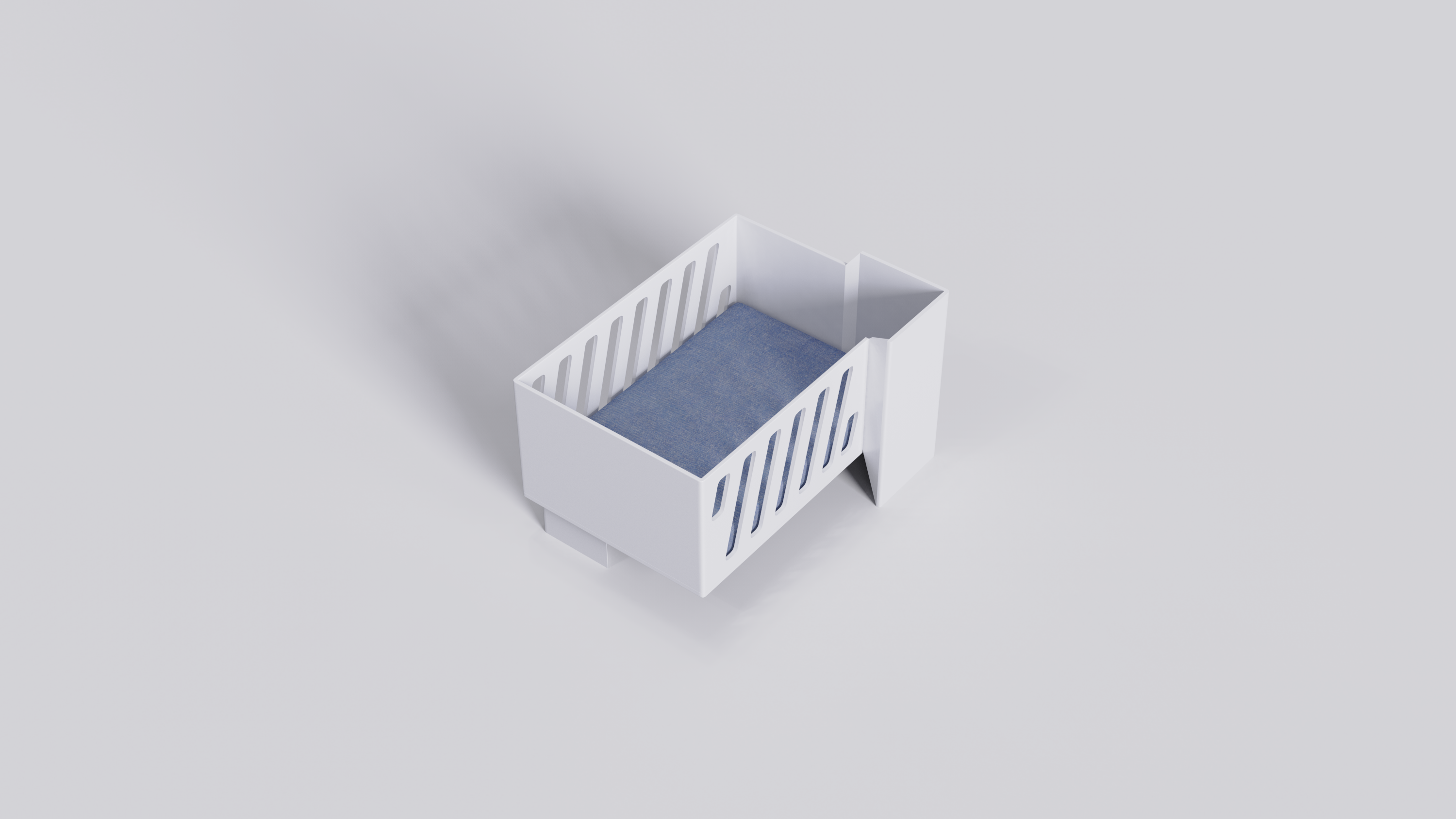 Baby bed，Optical illusion，concise，White rendering，