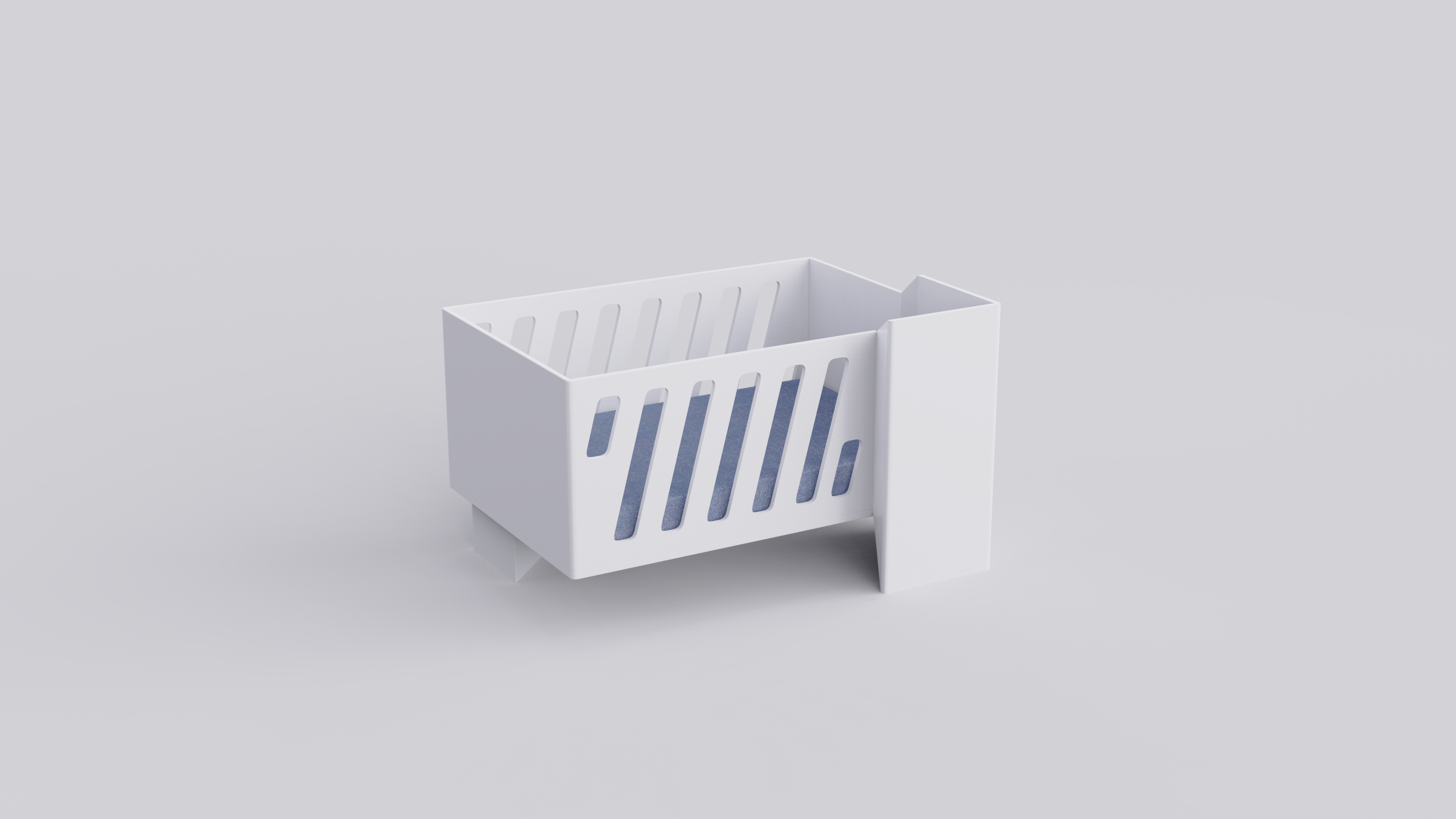 Baby bed，Optical illusion，concise，White rendering，