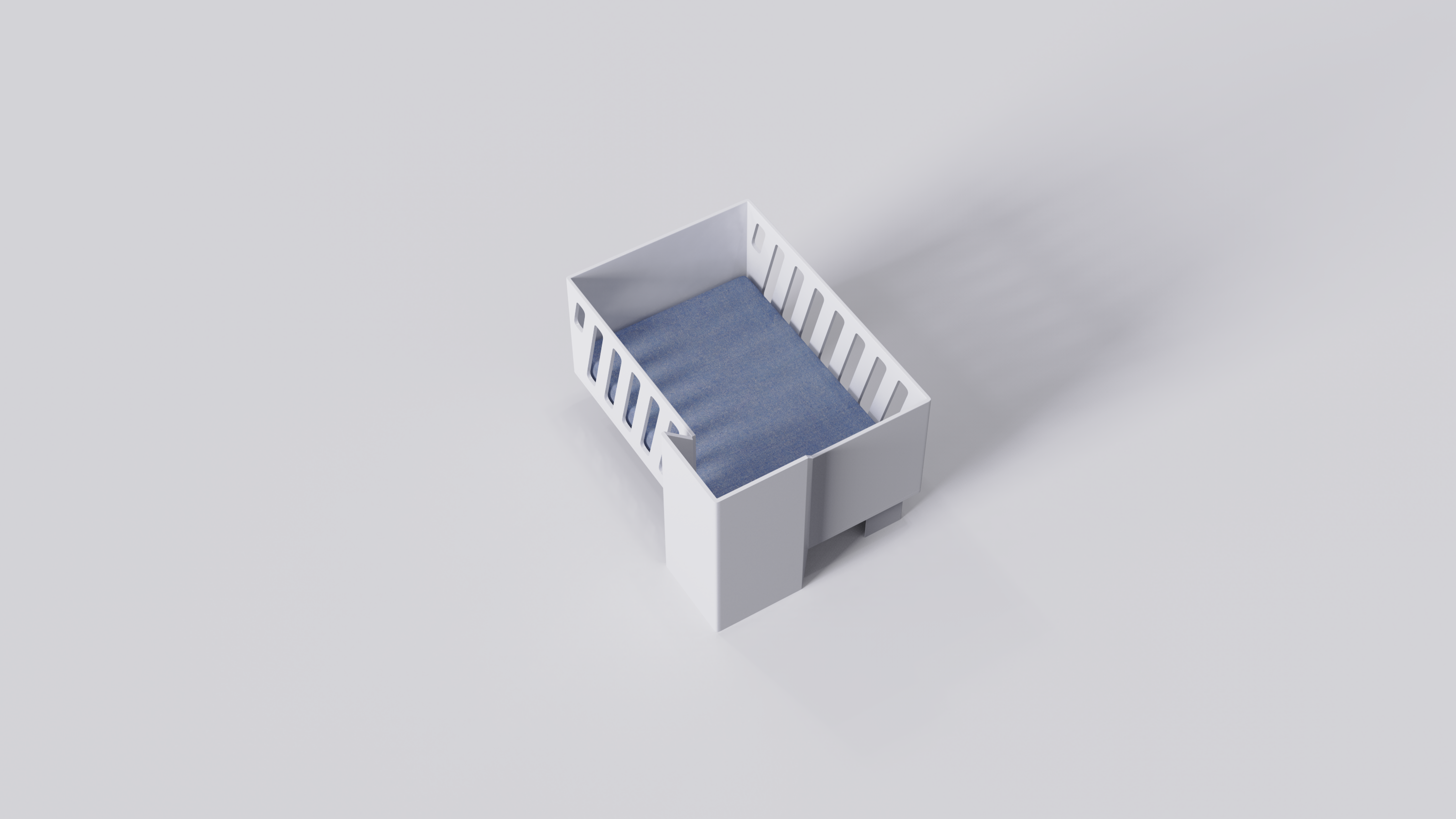 Baby bed，Optical illusion，concise，White rendering，