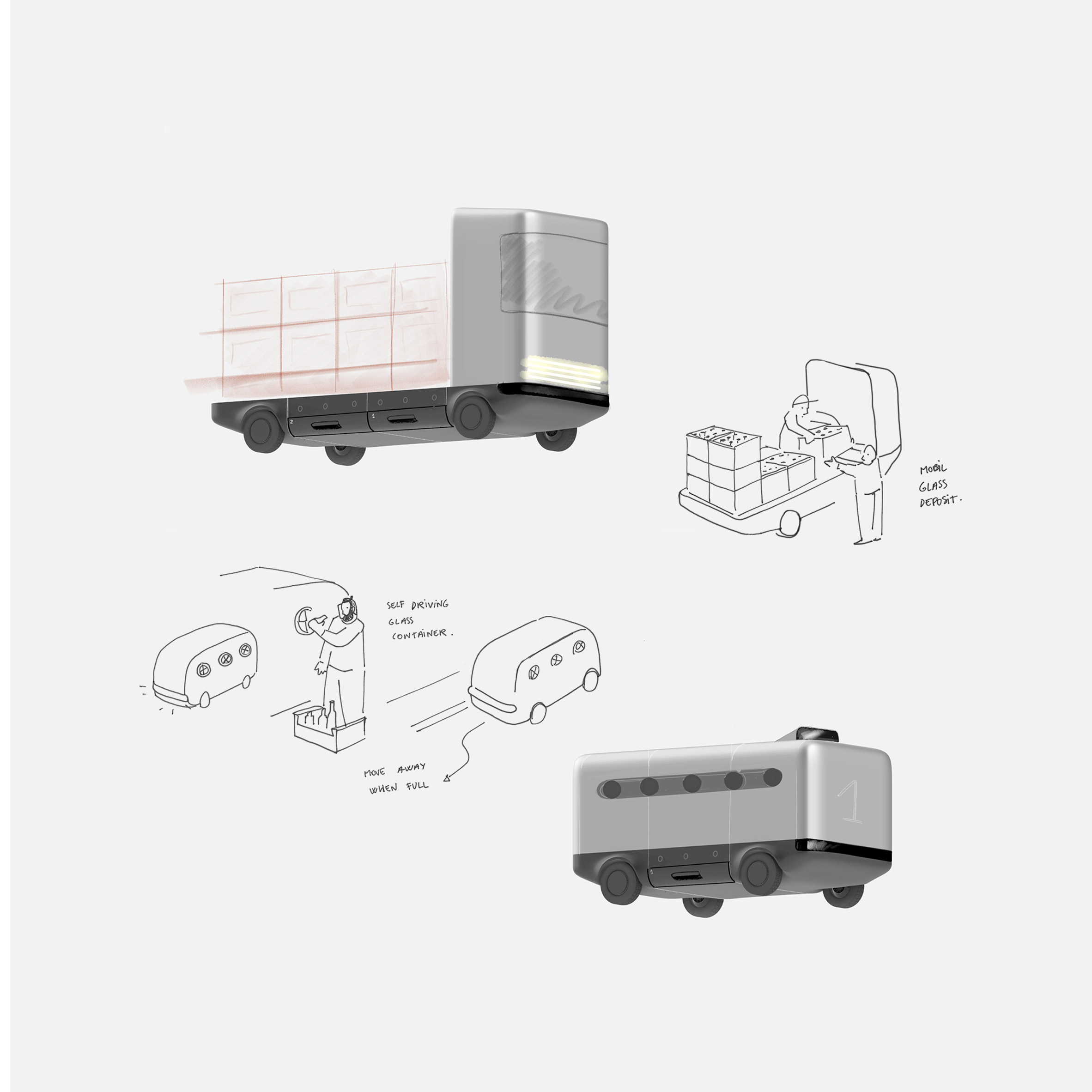 vehicle，Future traffic，Electric，Automatic garbage truck，Paris，conceptual design，