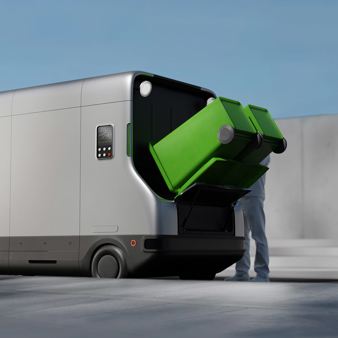 vehicle，Future traffic，Electric，Automatic garbage truck，Paris，conceptual design，