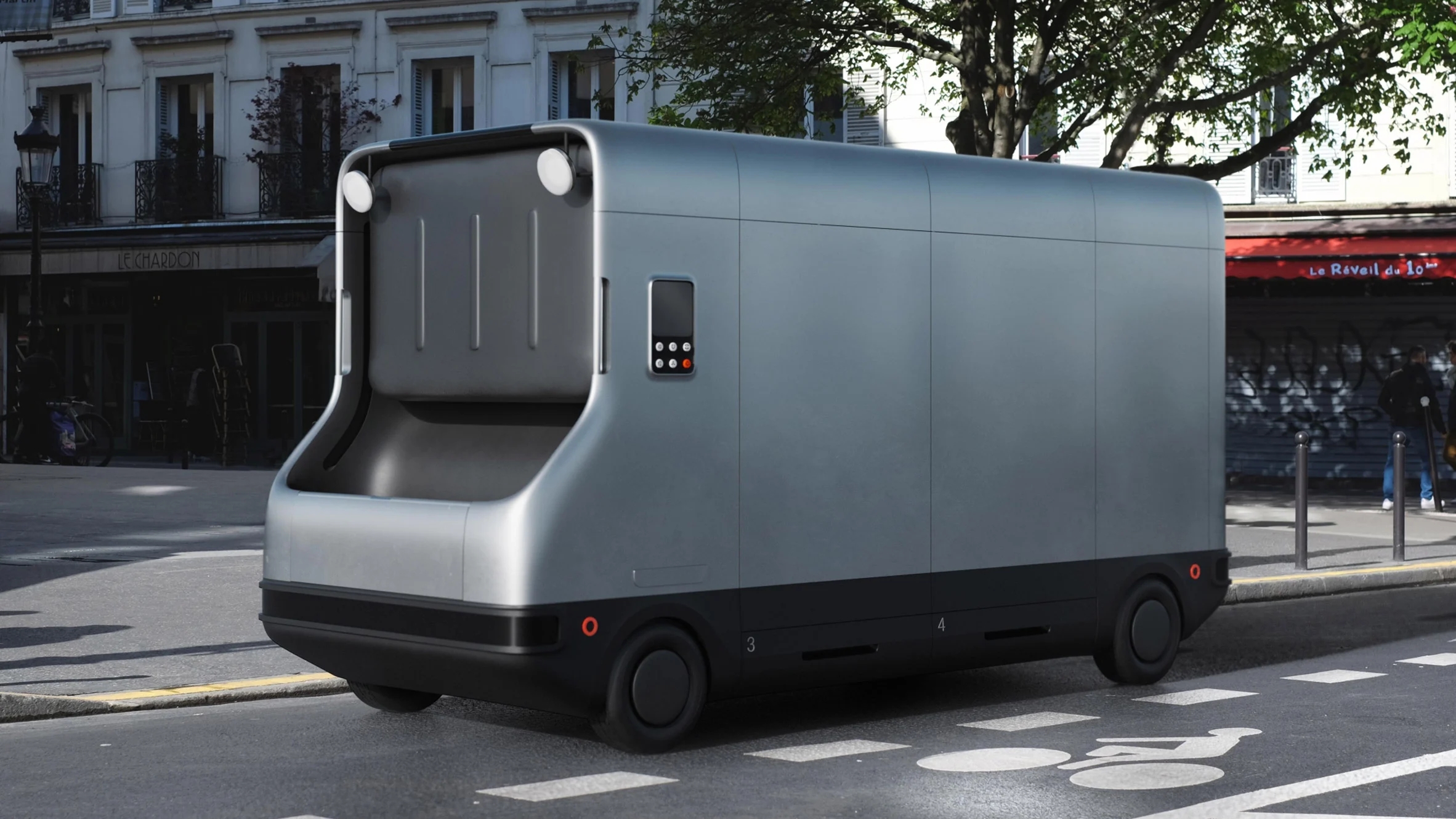 vehicle，Future traffic，Electric，Automatic garbage truck，Paris，conceptual design，