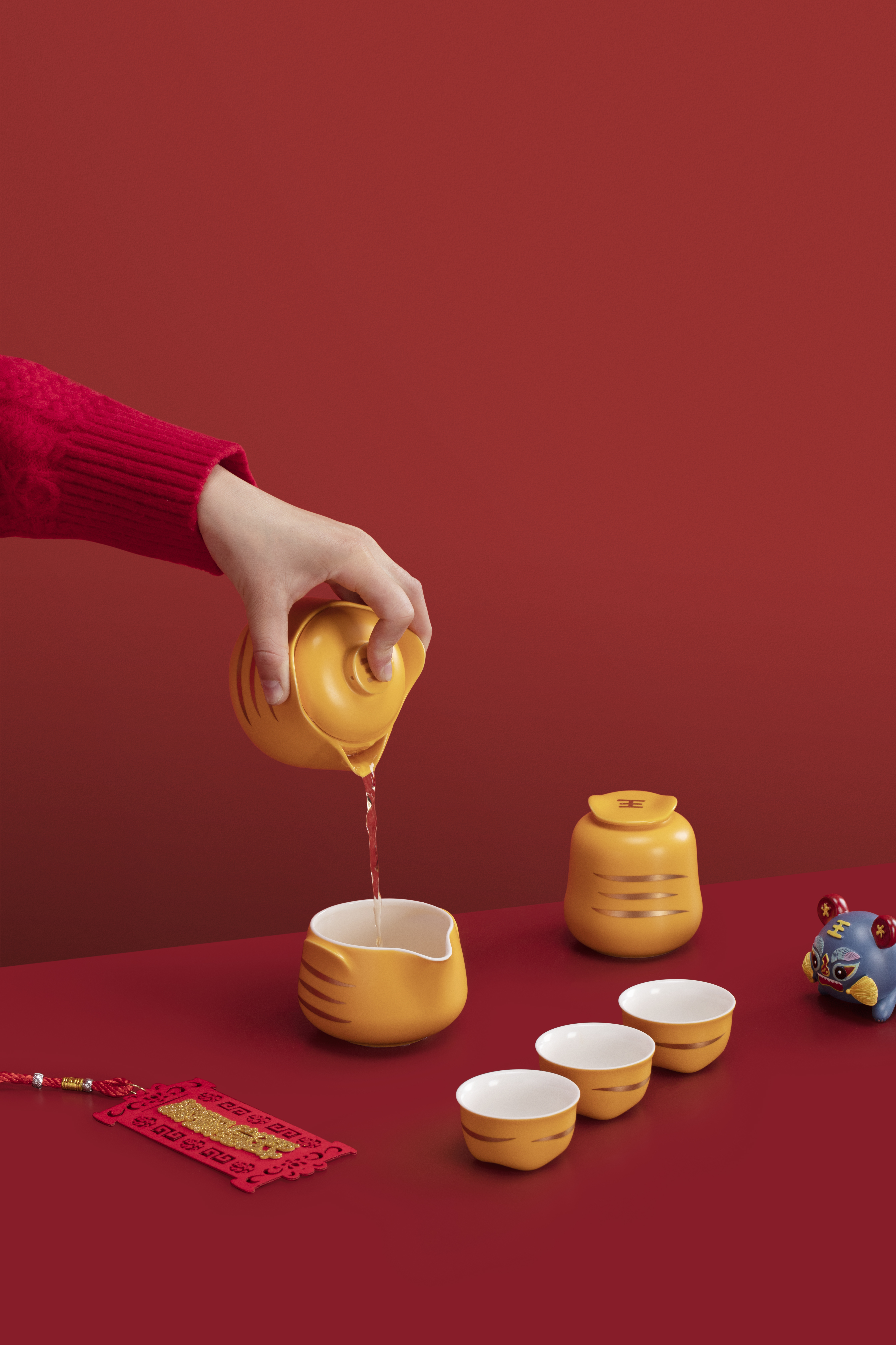 tea set，Cultural creation，gift，Year of the tiger，gift，ceramics，