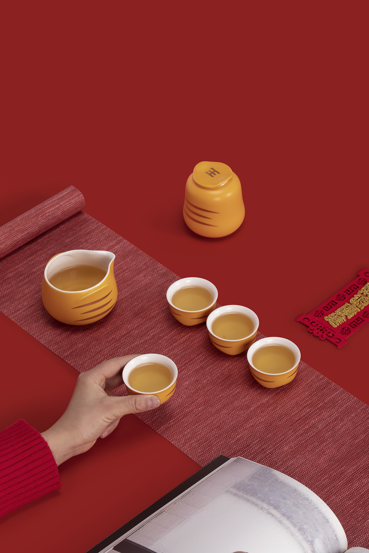 tea set，Cultural creation，gift，Year of the tiger，gift，ceramics，