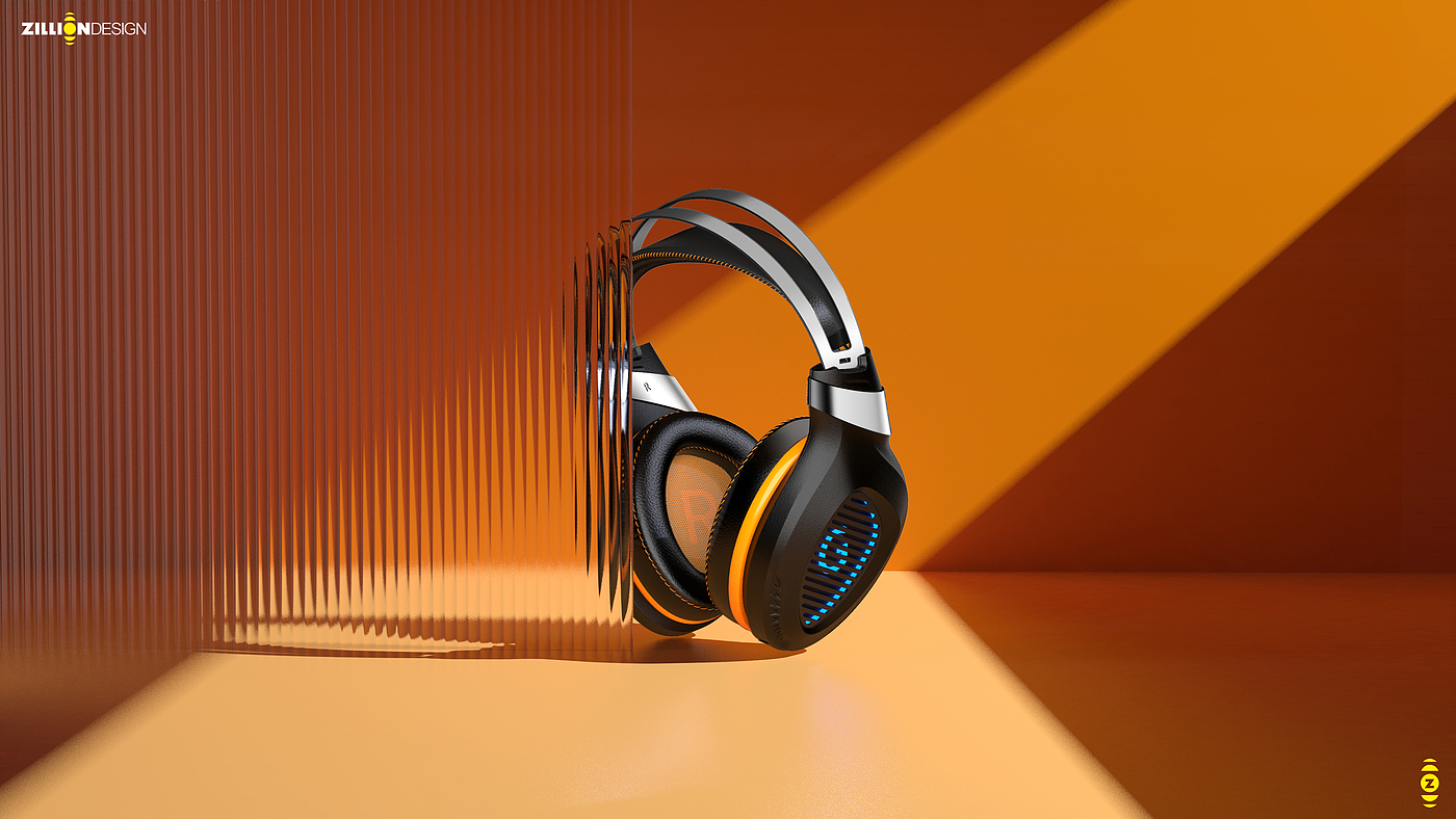 headset，E-sports headset，Earphone design，Headphone rendering，