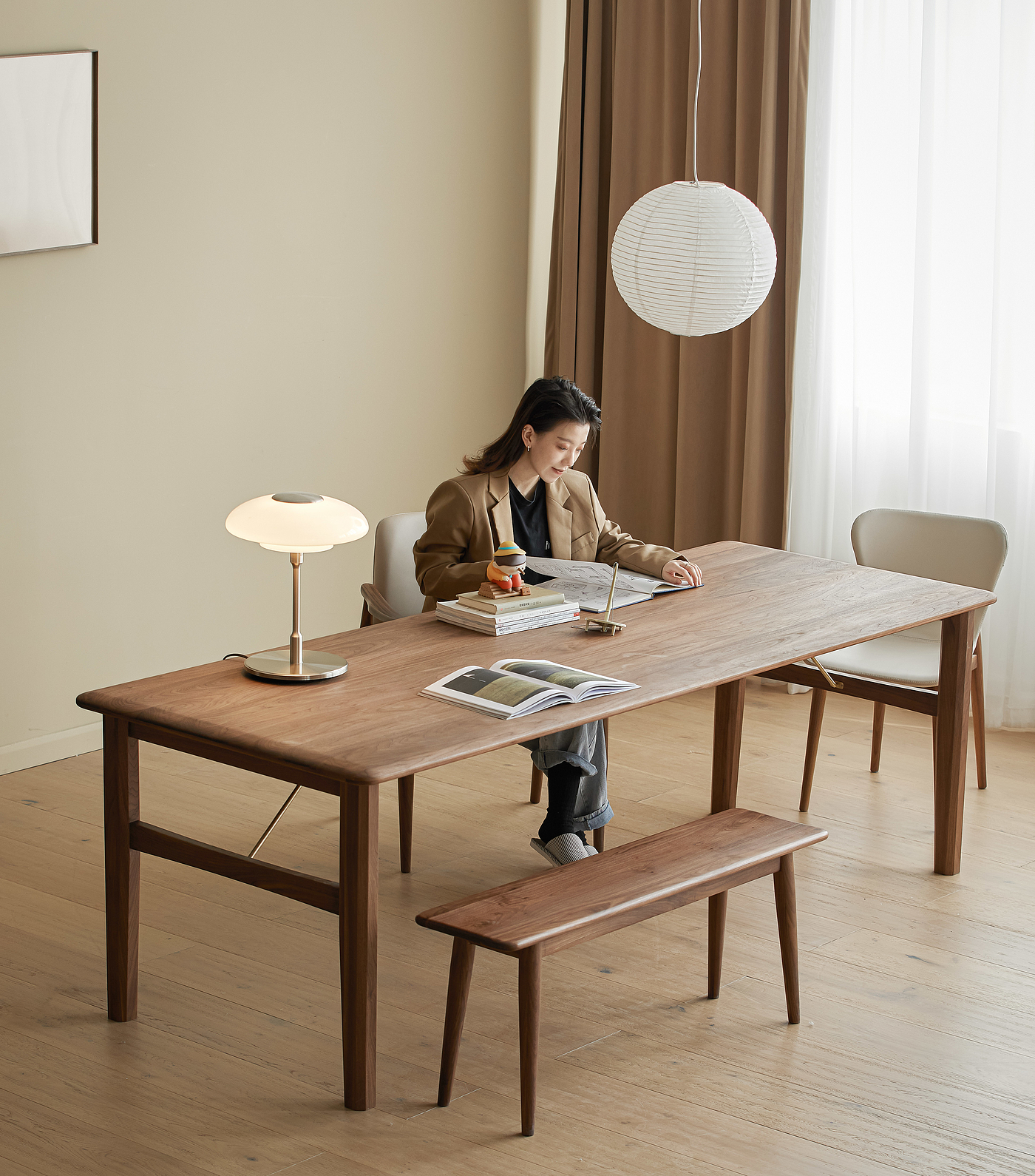 workbench，North American black walnut，furniture design ，Solid wood furniture，