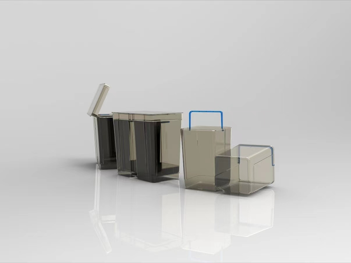 Like transparent texture of the trash can, may be love brain，