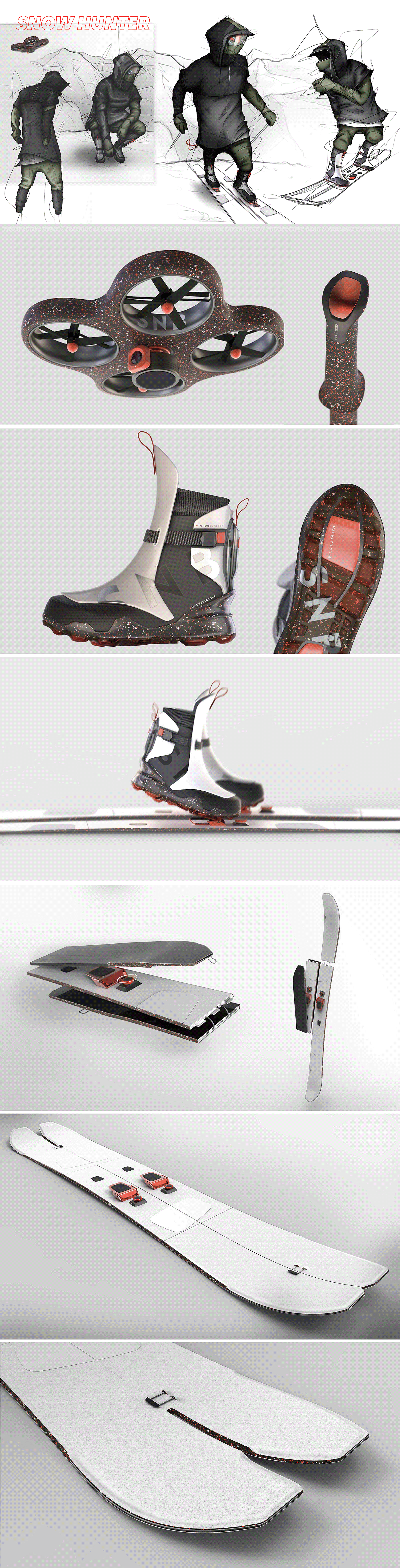 滑雪板，鞋，产品设计，