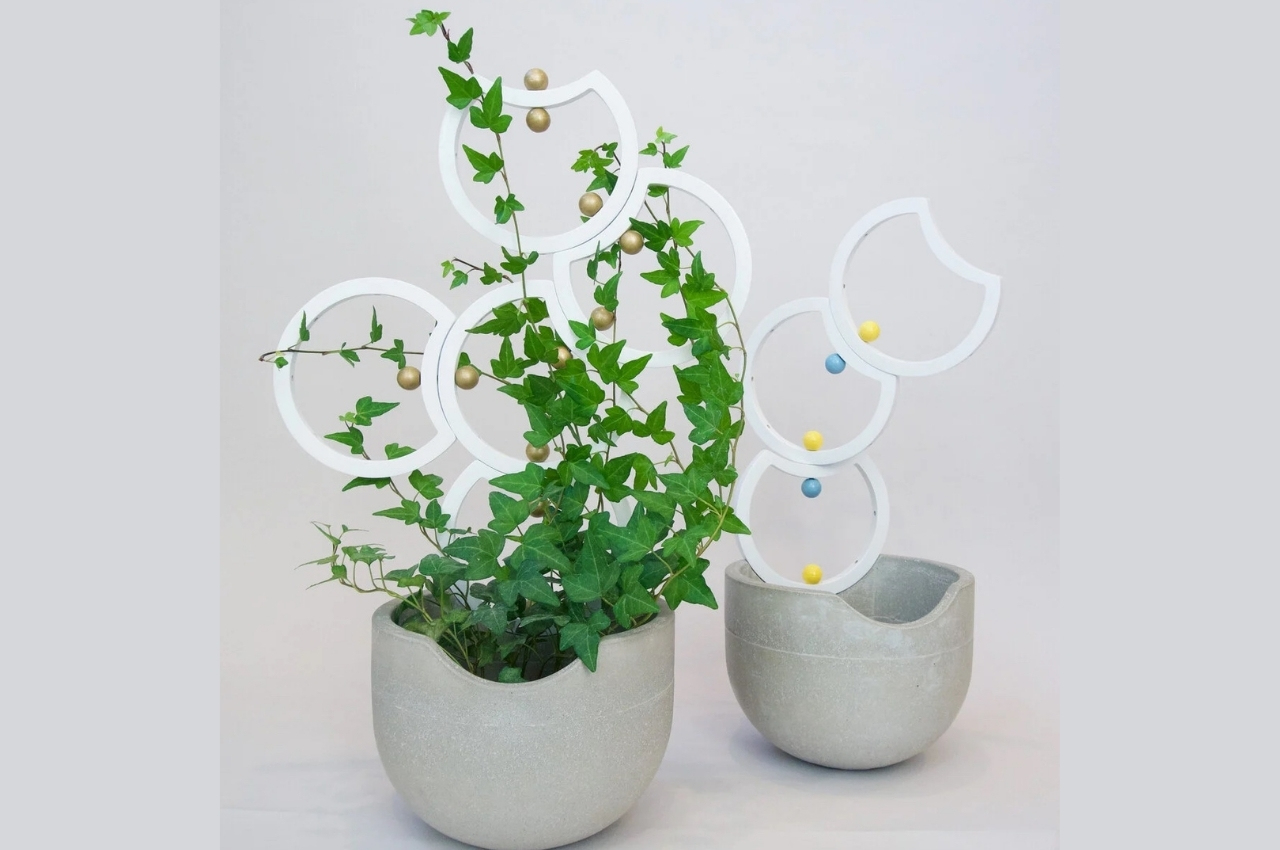 Flower，grid，wood，Metal，Flowerpot，