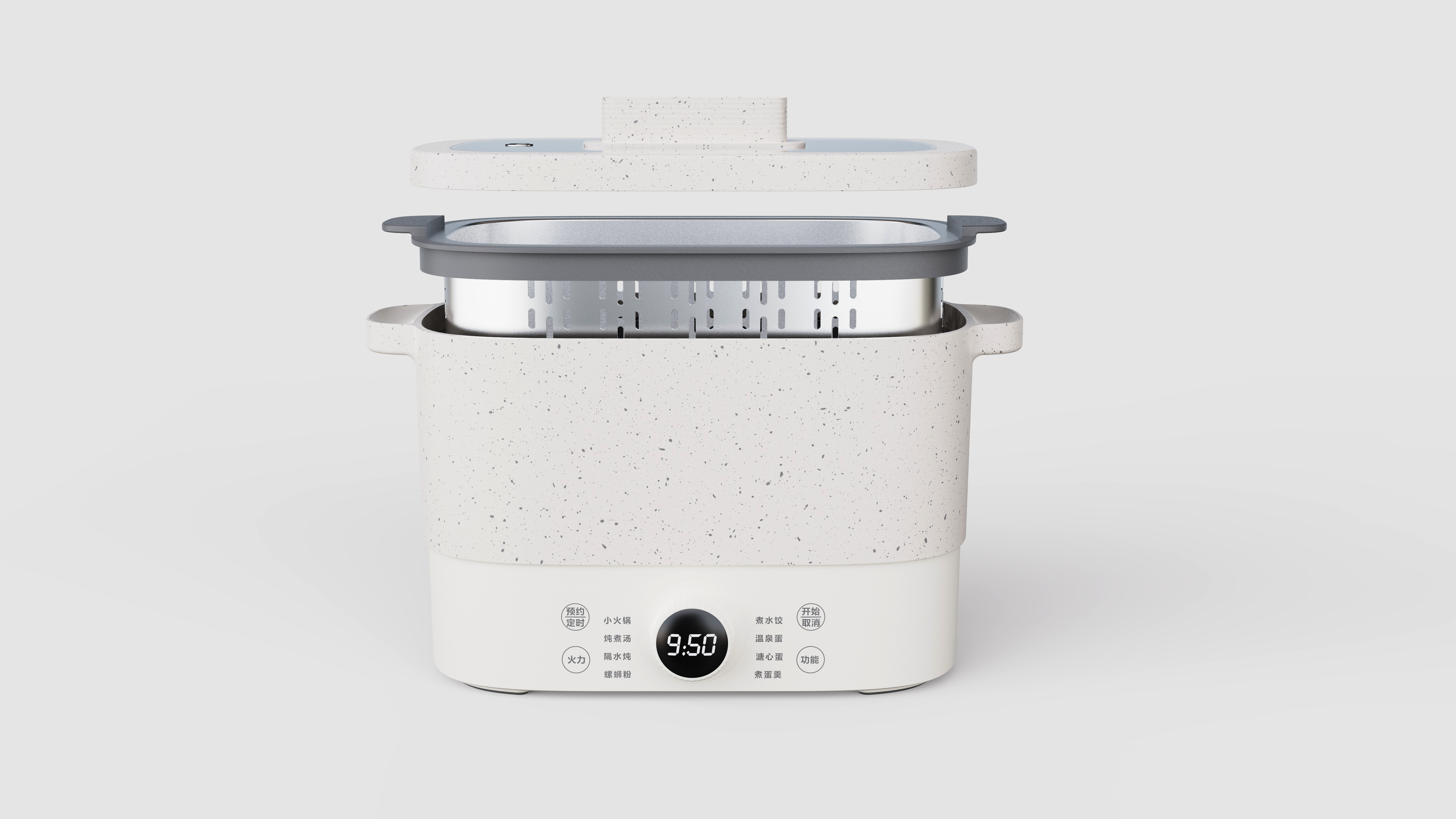 household electrical appliances，Electric cooker，Kitchen appliances，industrial design，Multifunctional one-piece pot，One person food，Snail powder，