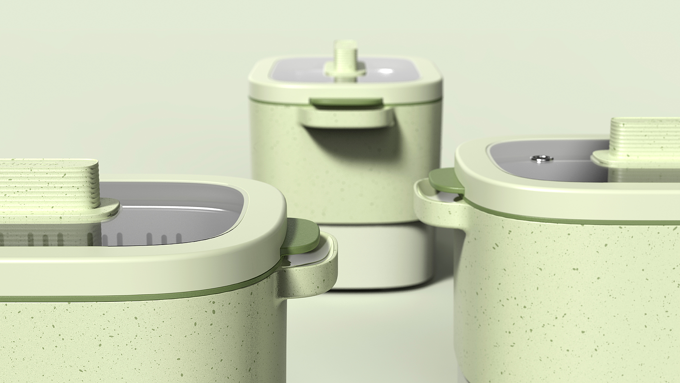 household electrical appliances，Electric cooker，Kitchen appliances，industrial design，Multifunctional one-piece pot，One person food，Snail powder，