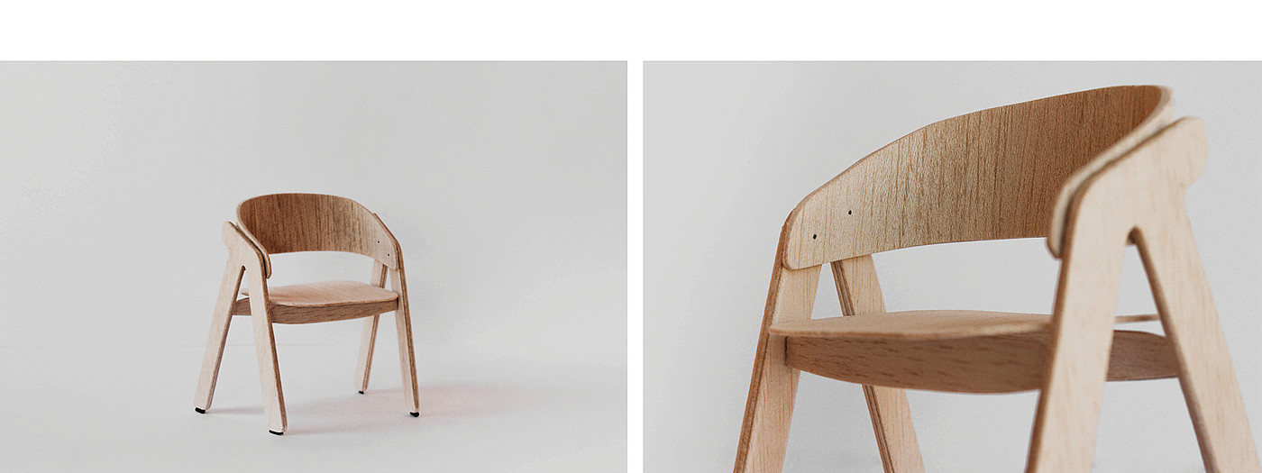 Leek.，椅子，人体工程学，木制品，迷你家具，微型家具，
