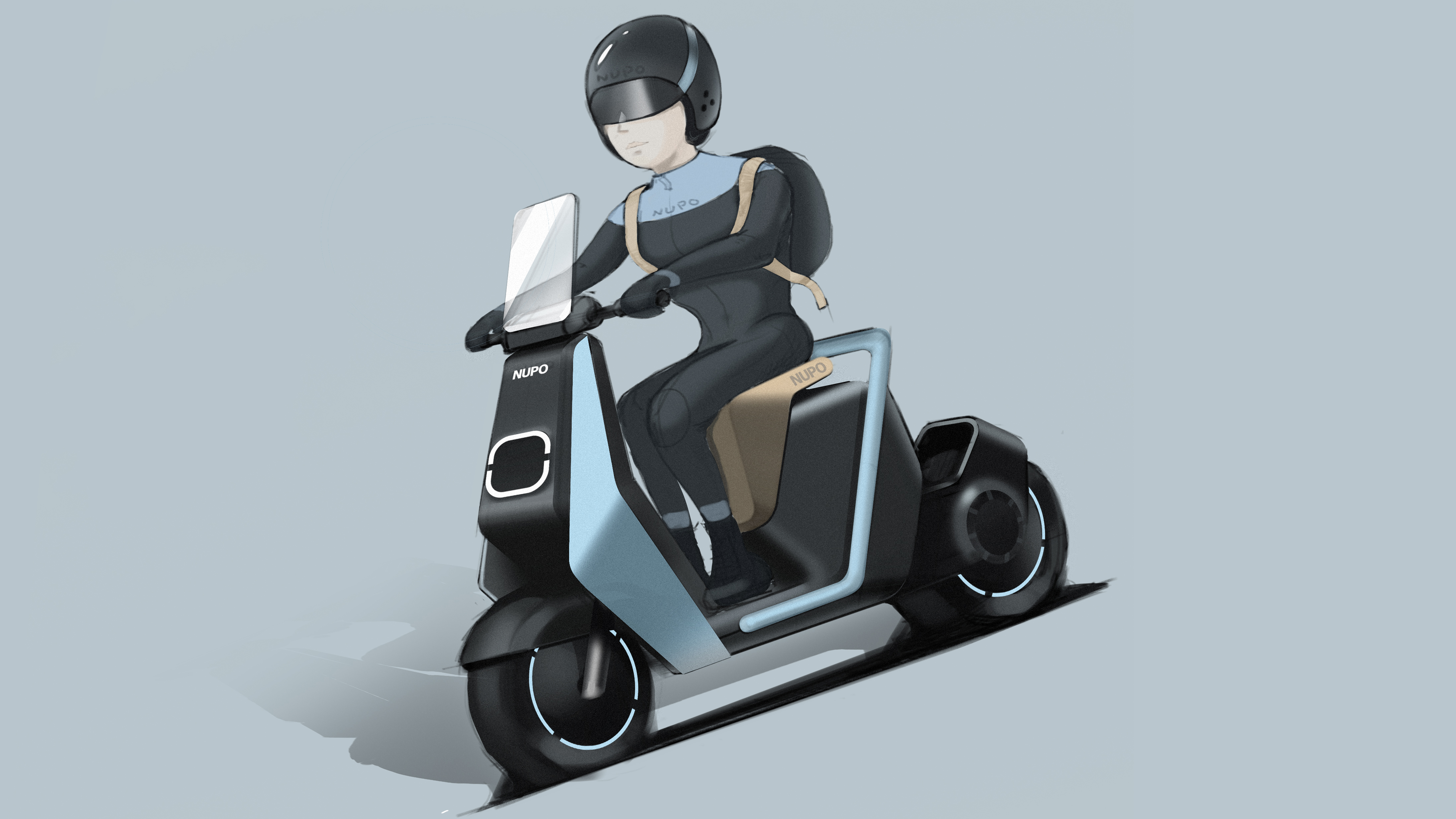 pedal，Urban travel，dogcart，design sketch，2D，Render，