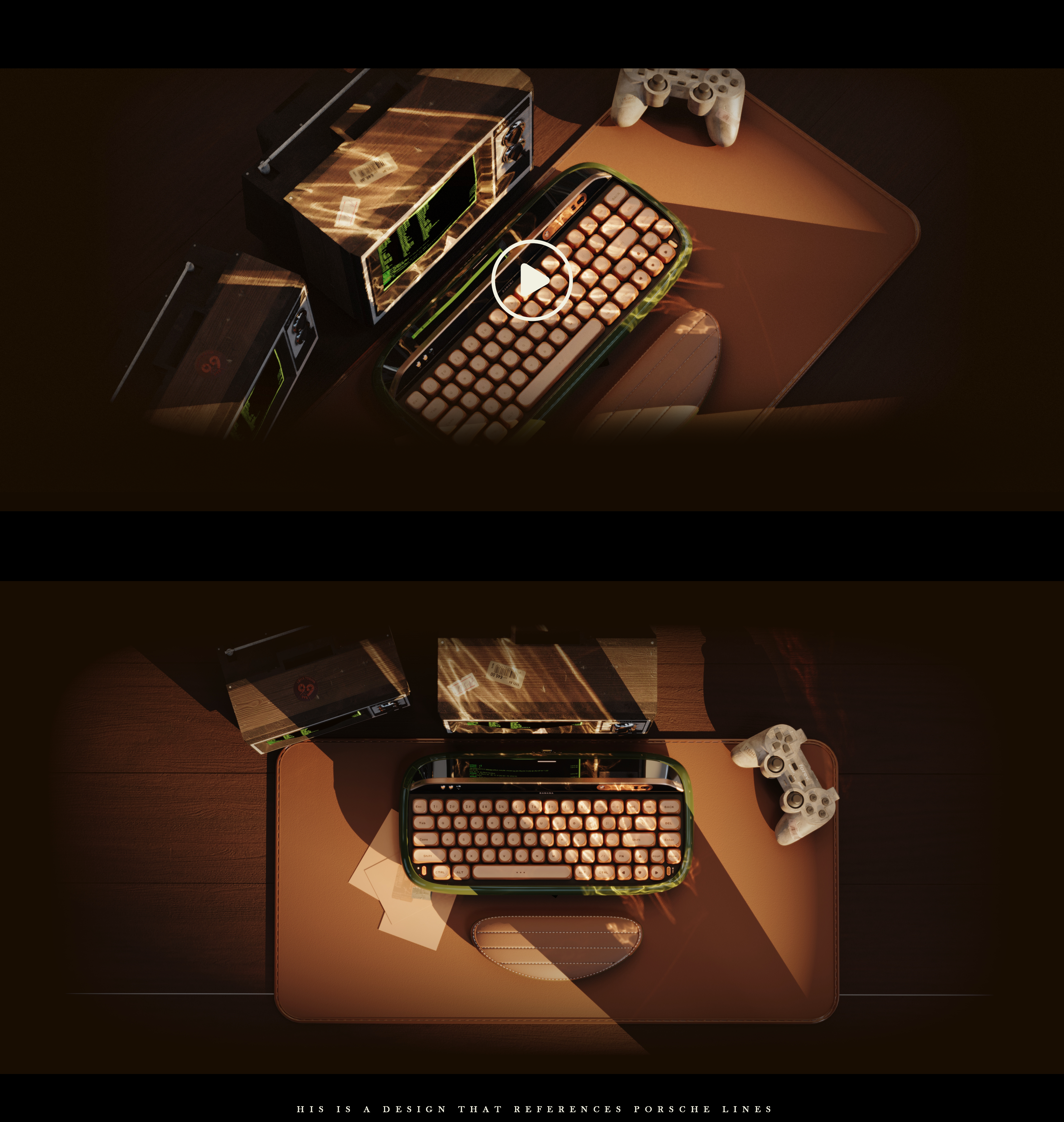 Mechanical keyboard，Porsche，Oxygen making design，Layout design，product design，Aesthetic feeling，classical，Render，