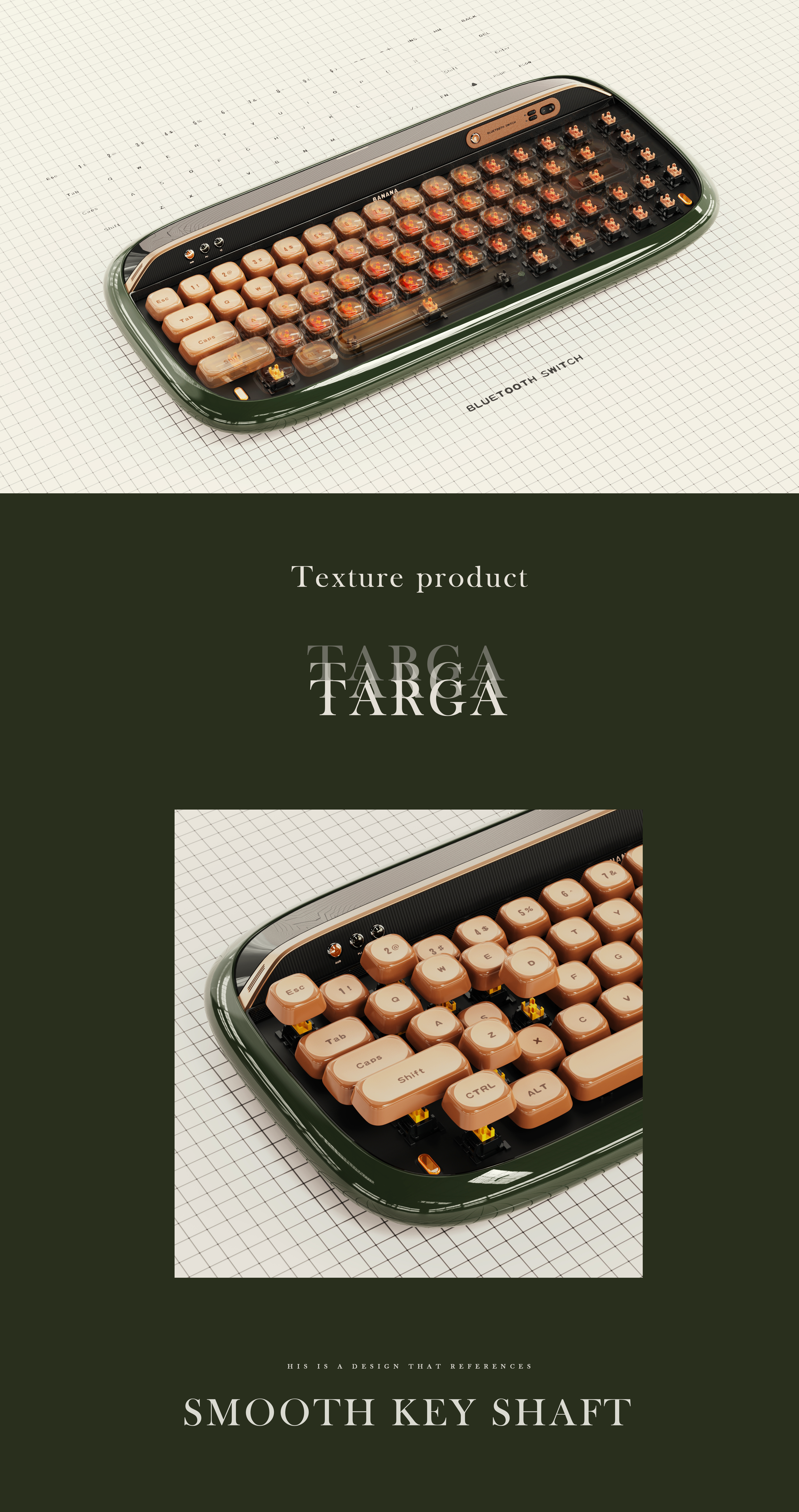 Mechanical keyboard，Porsche，Oxygen making design，Layout design，product design，Aesthetic feeling，classical，Render，