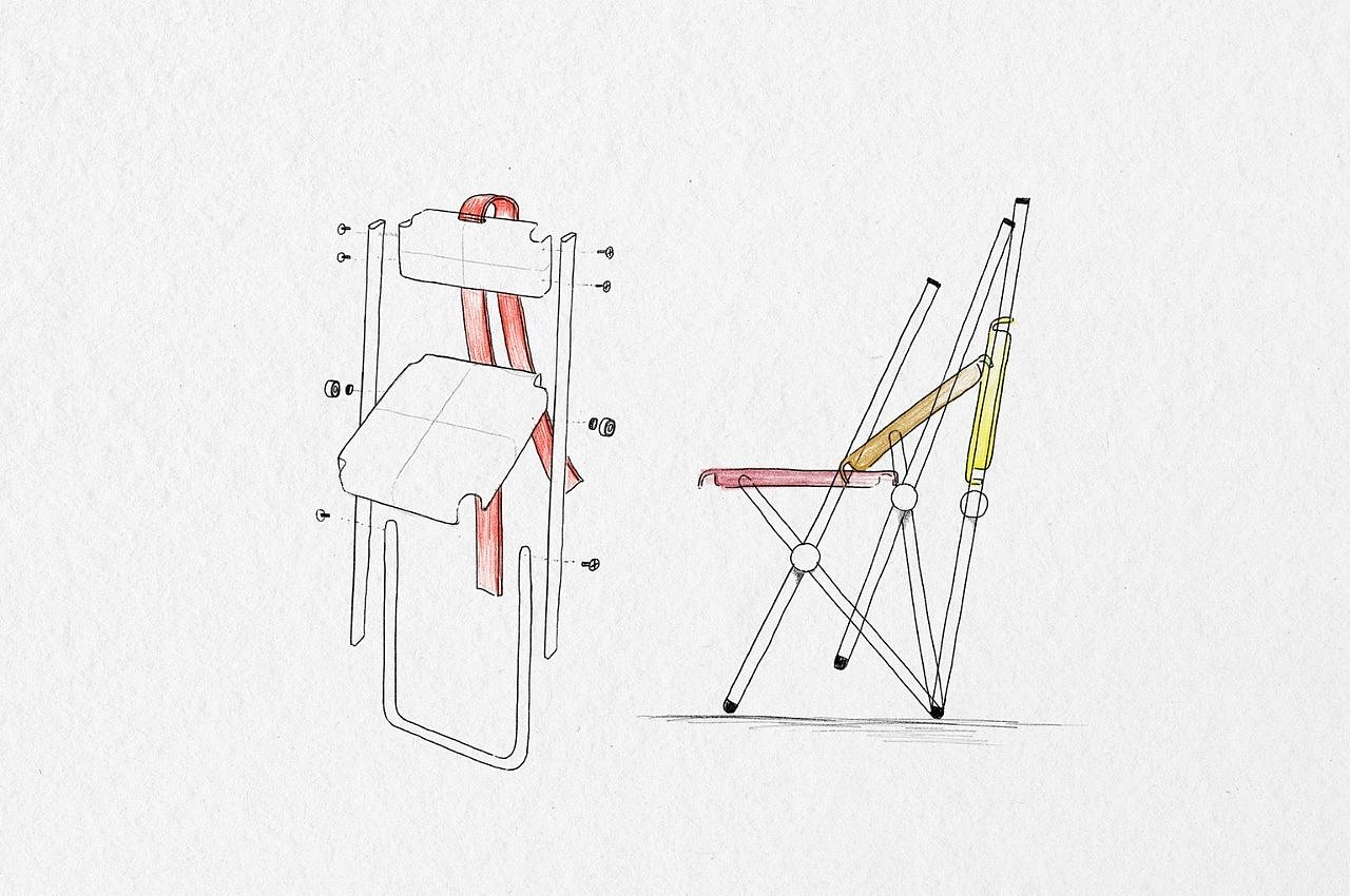 折叠椅，概念，尼龙带，椅子，