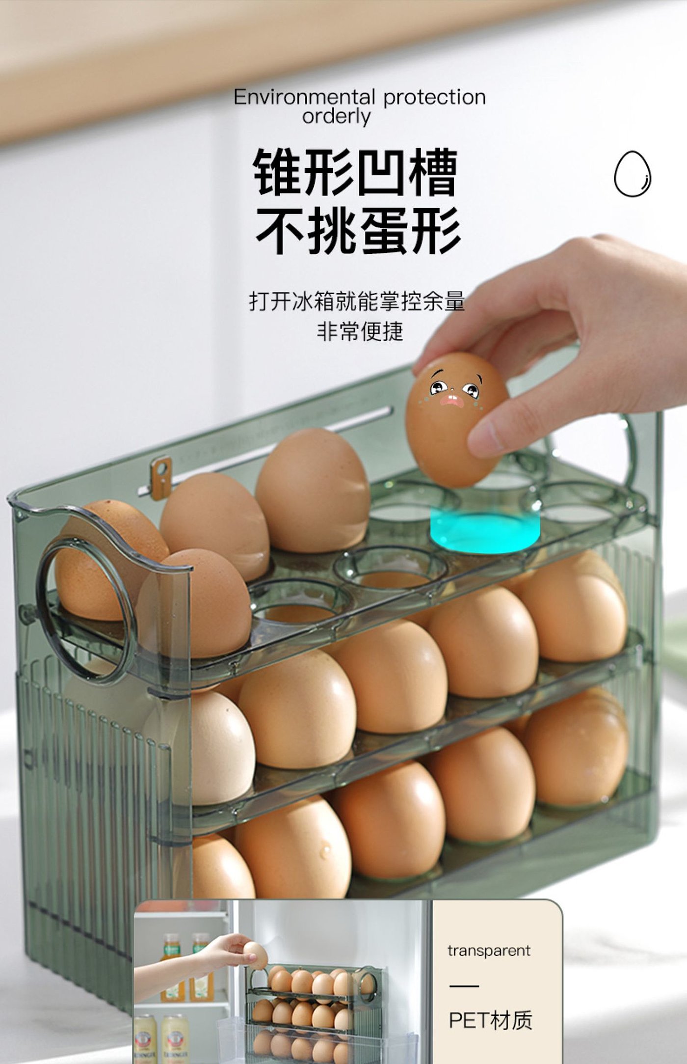 Egg box，Fresh keeping box，Bounce egg box，Popular money，Hot，Egg storage box，bounce，Refrigerator side door egg box，