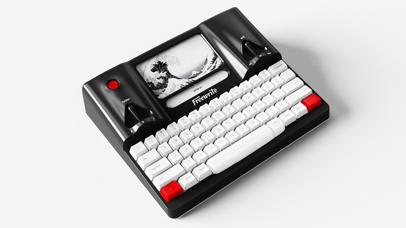 typewriter，Freewrite，cgi，3d，product design，visualization，Hemingway，