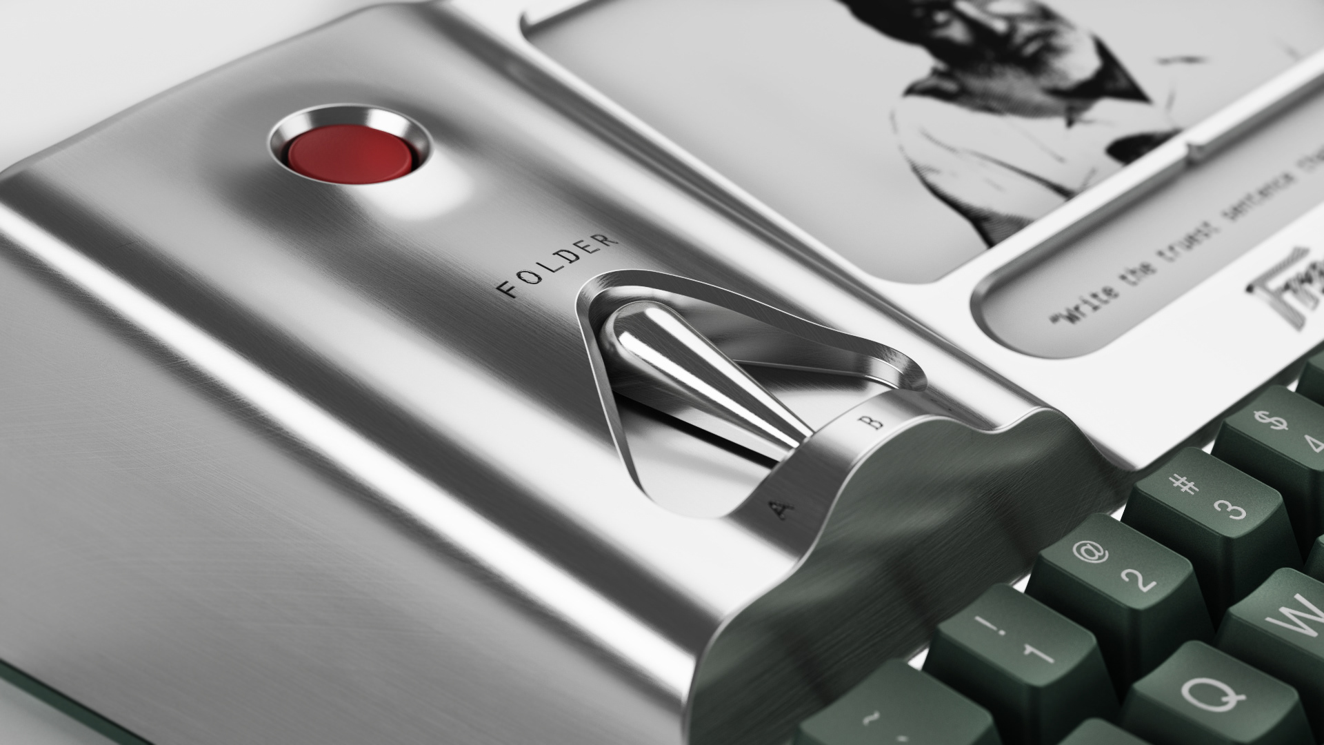 typewriter，Freewrite，cgi，3d，product design，visualization，Hemingway，