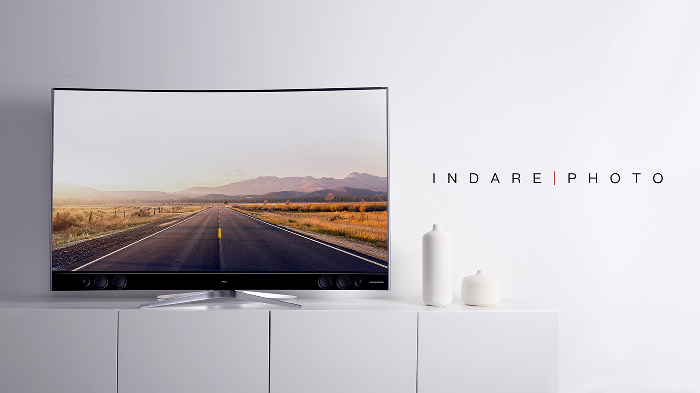 High end TV des，curved surface，black，