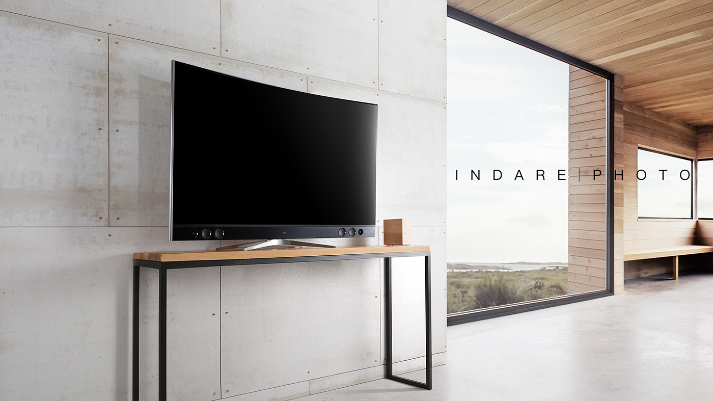 High end TV des，curved surface，black，