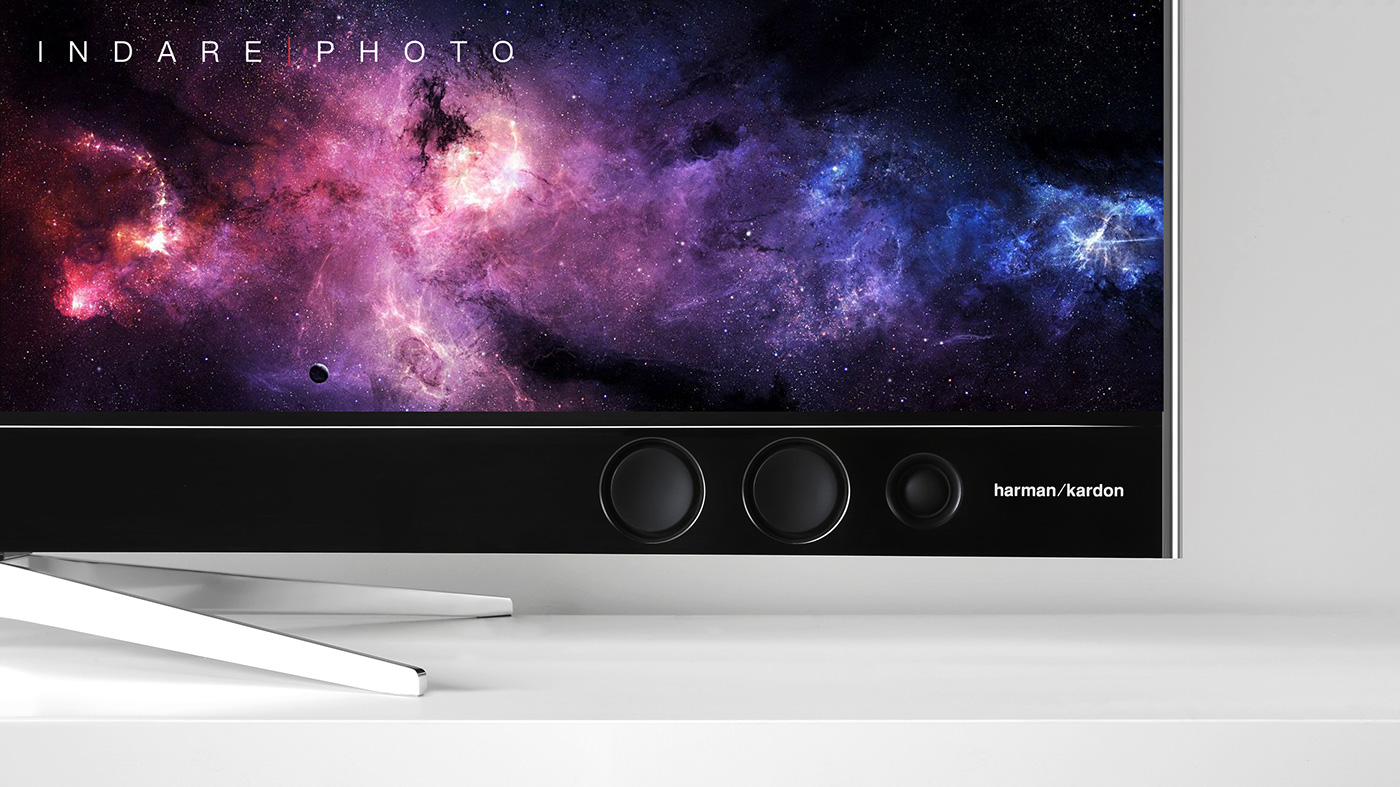 High end TV des，curved surface，black，