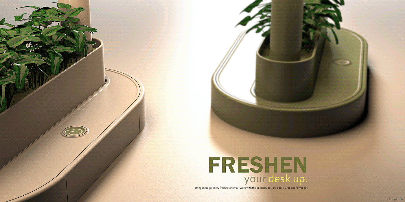 Desk lamp，Green plant，product design，Appearance design，