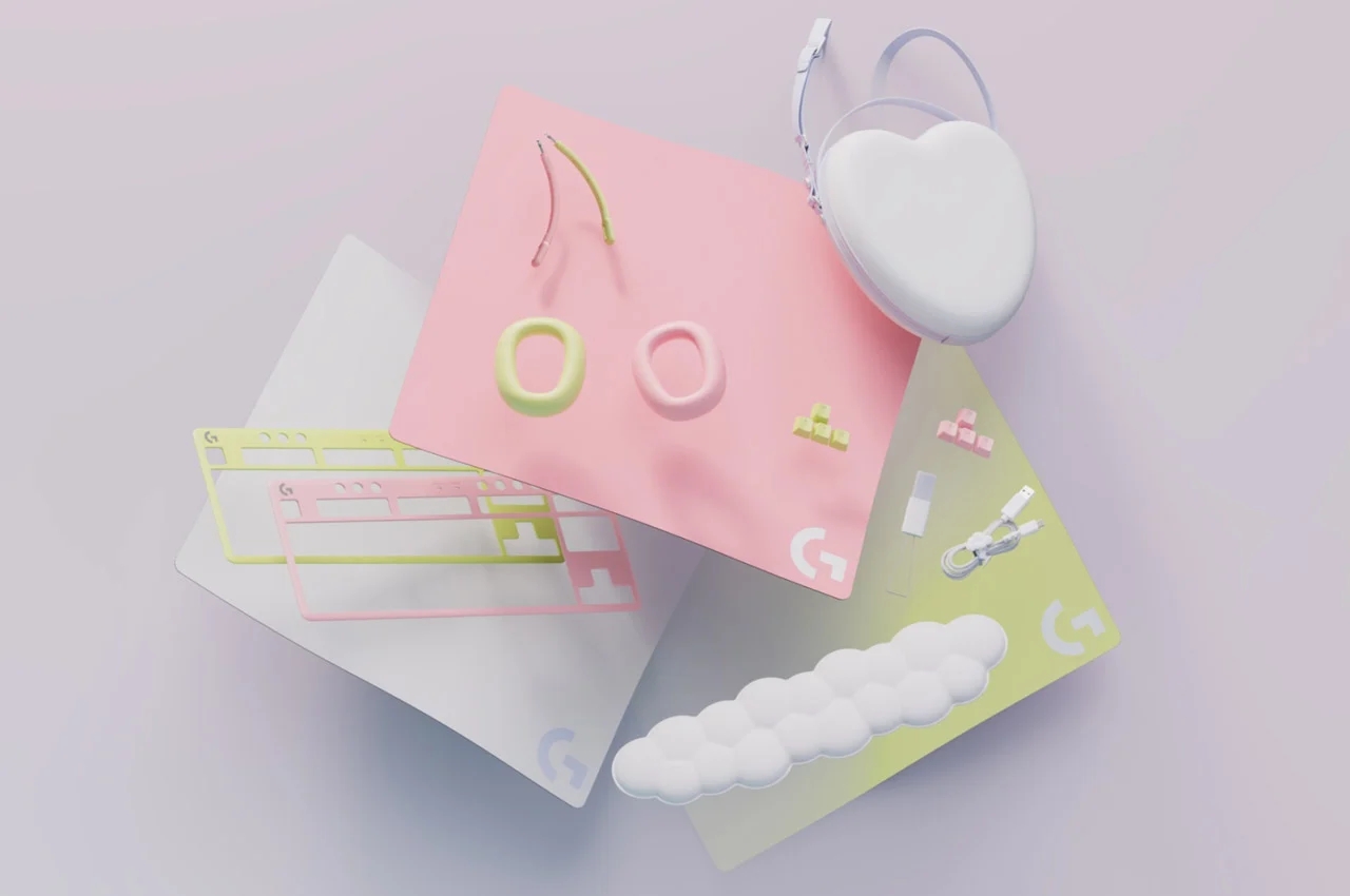 Logitech，logitech，headset，keyboard，mouse，Computer accessories，Female players，