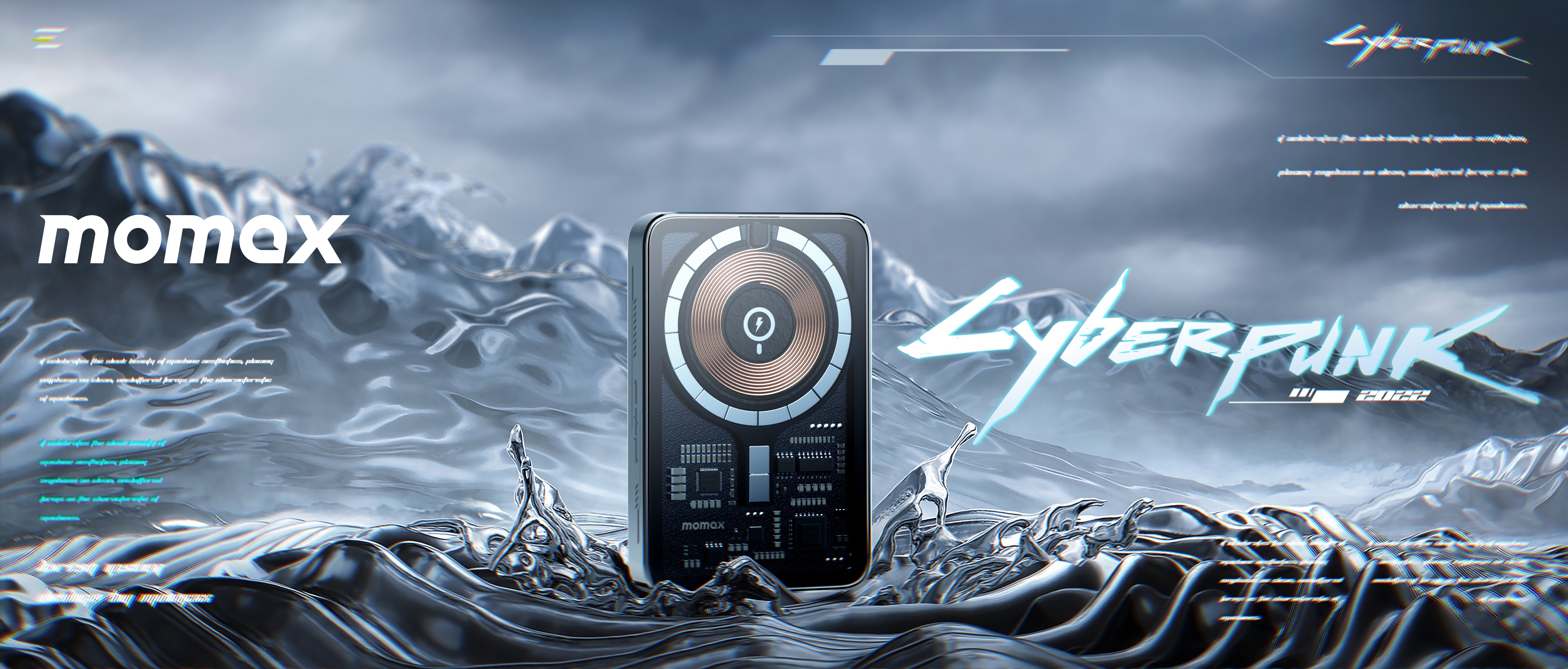 Cyberpunk，portable source，portable battery，transparent，MagSafe，iphone，
