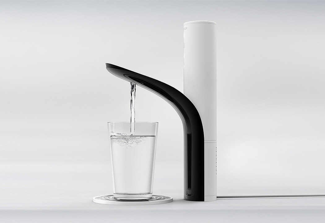 water tap，Minimalist style，Color contrast，black and white，