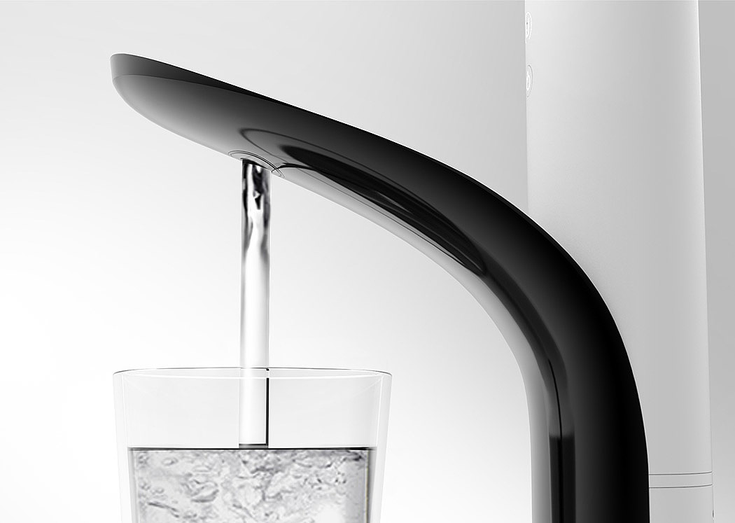 water tap，Minimalist style，Color contrast，black and white，