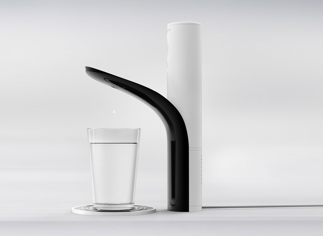 water tap，Minimalist style，Color contrast，black and white，